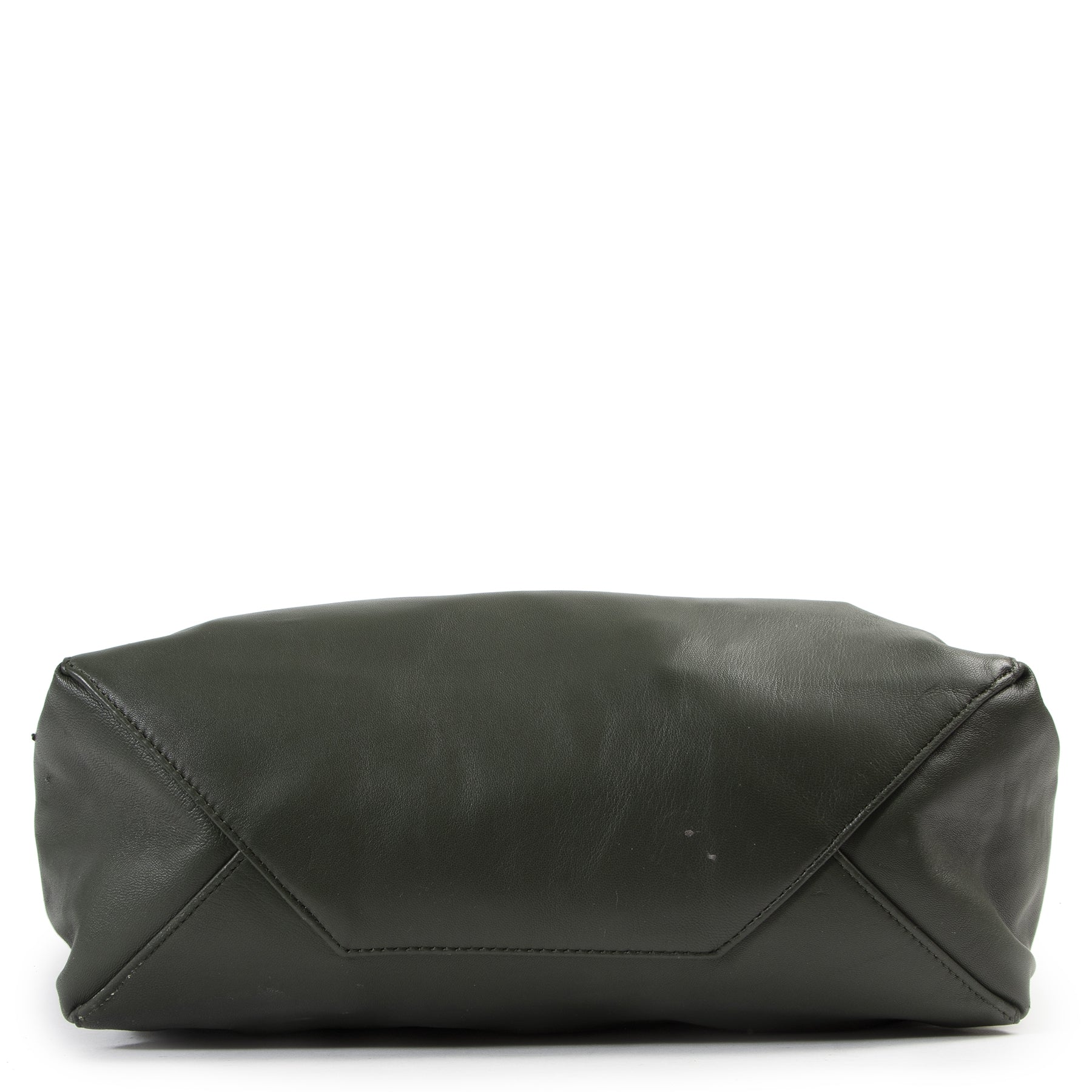 Authentieke Tweedehands Céline Khaki Green Vertical Leather Tote Bag juiste prijs veilig online shoppen luxe merken webshop winkelen Antwerpen België mode fashion