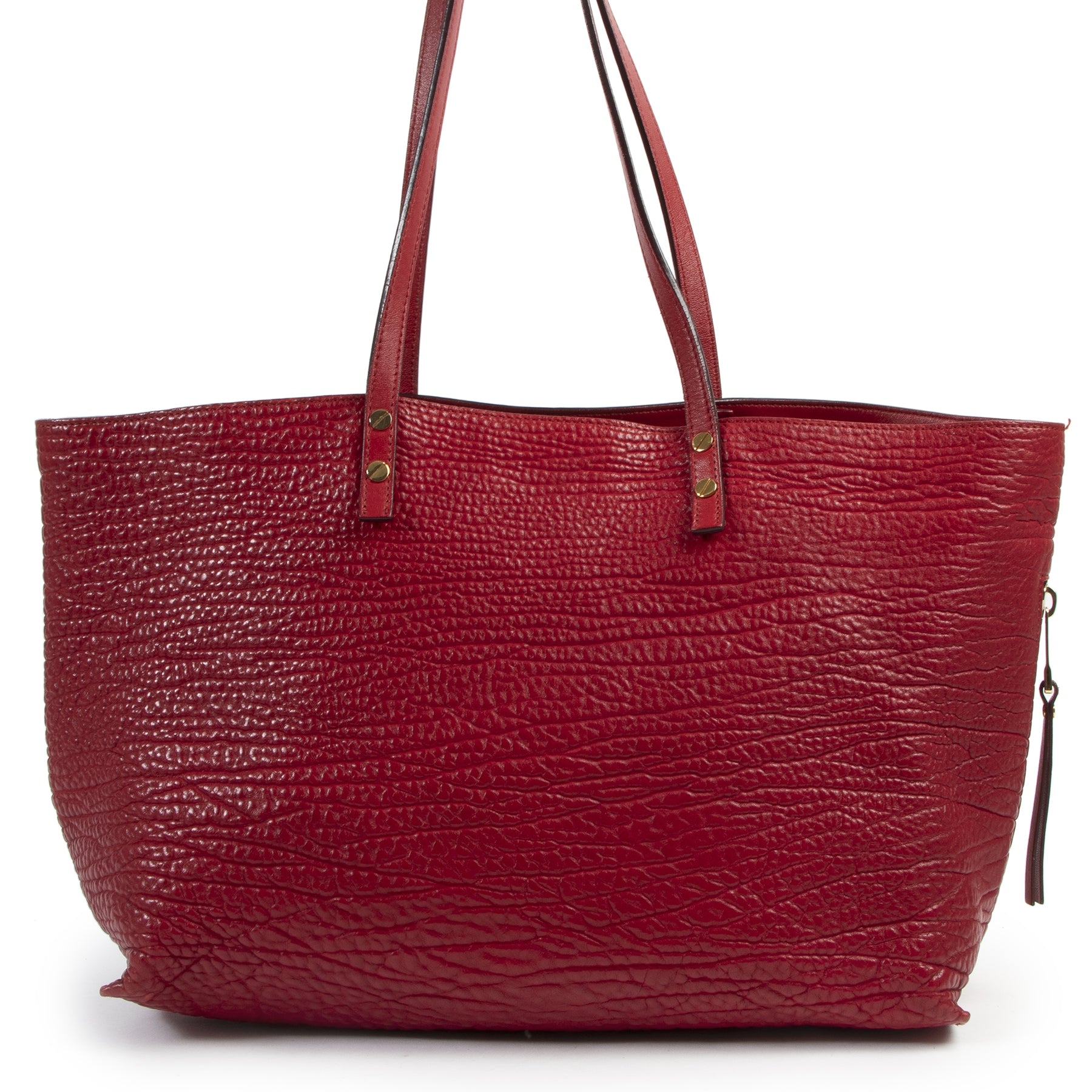 Authentic secondhand Chloé Red Grained Leather Shopping Tote designer bags fashion luxury vintage webshop safe secure online shopping
