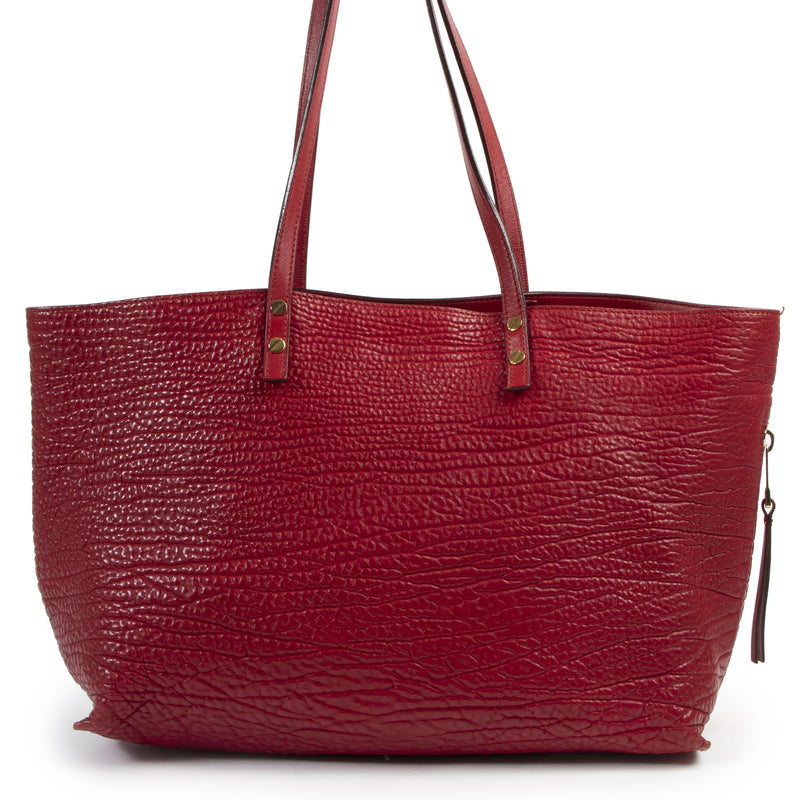 Authentic secondhand Chloé Red Grained Leather Shopping Tote designer bags fashion luxury vintage webshop safe secure online shopping