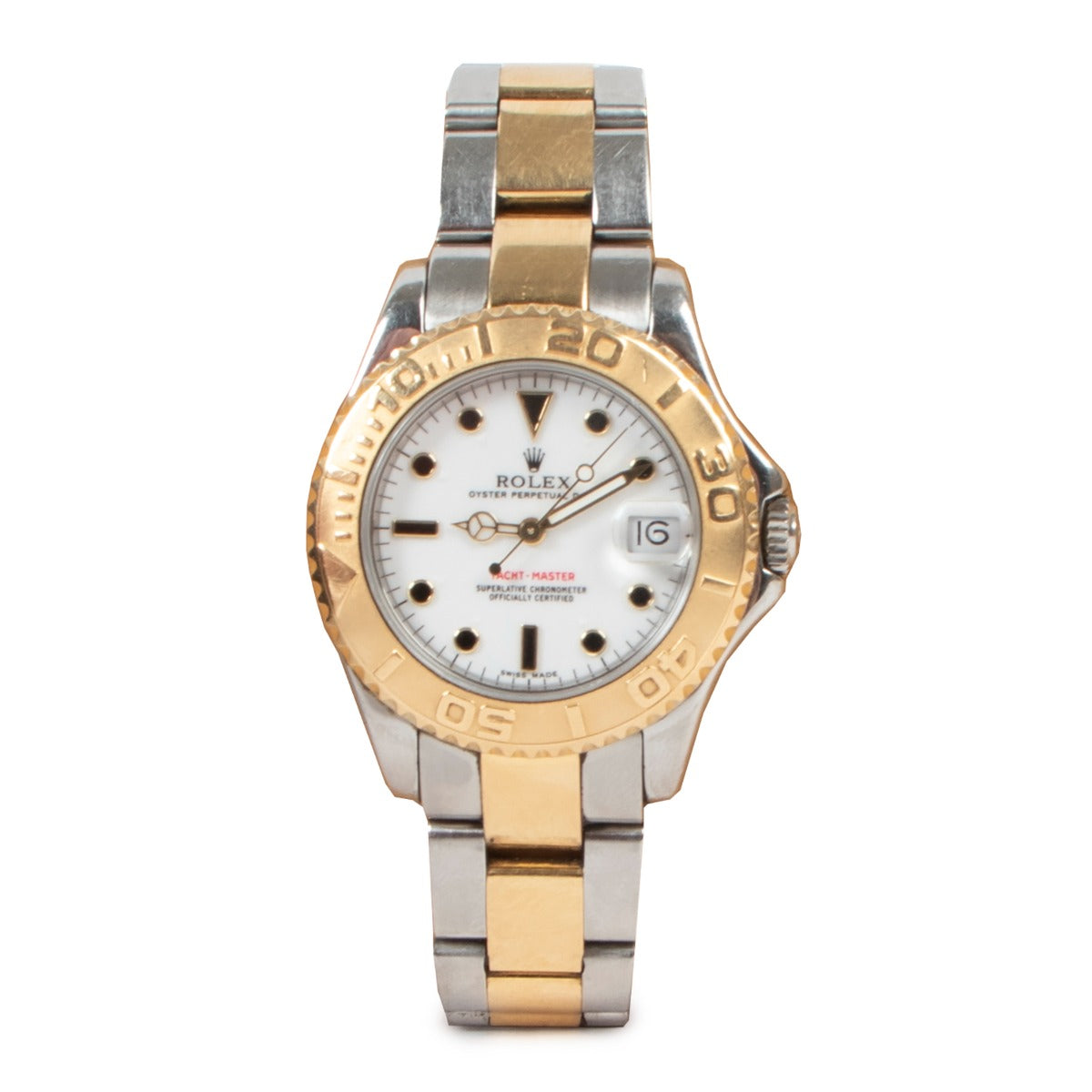 Buy online authentic second hand Rolex Yacht-Master 35 Midsize Gold Watch 68623 in very good condition at Labellov in Antwerp