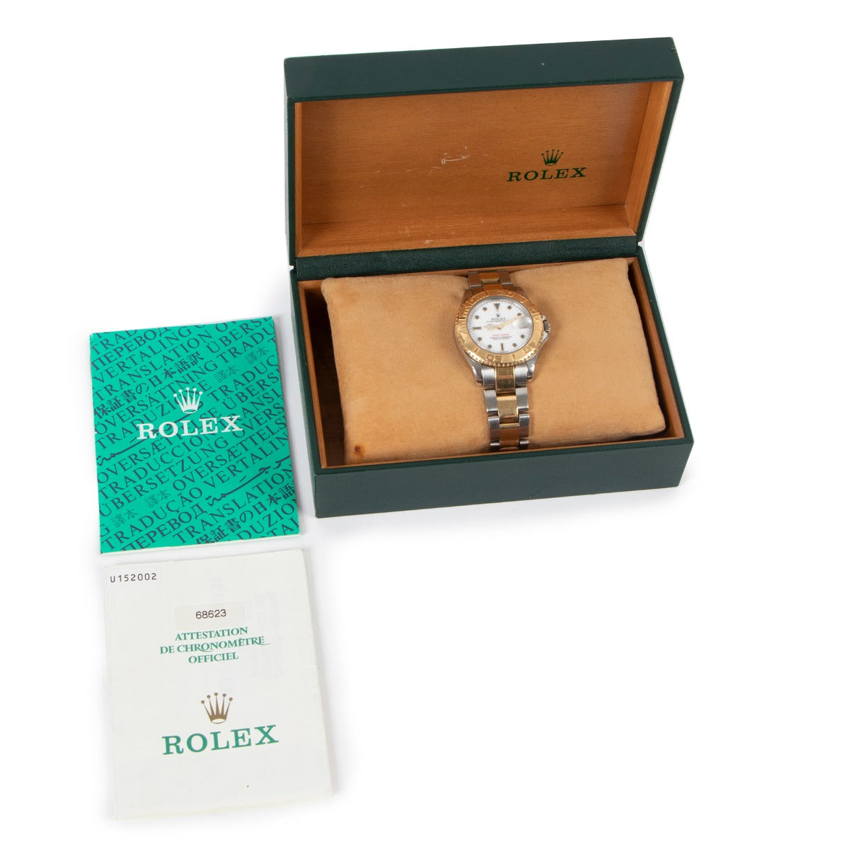 Buy online authentic second hand Rolex Yacht-Master 35 Midsize Gold Watch 68623 in very good condition at Labellov in Antwerp