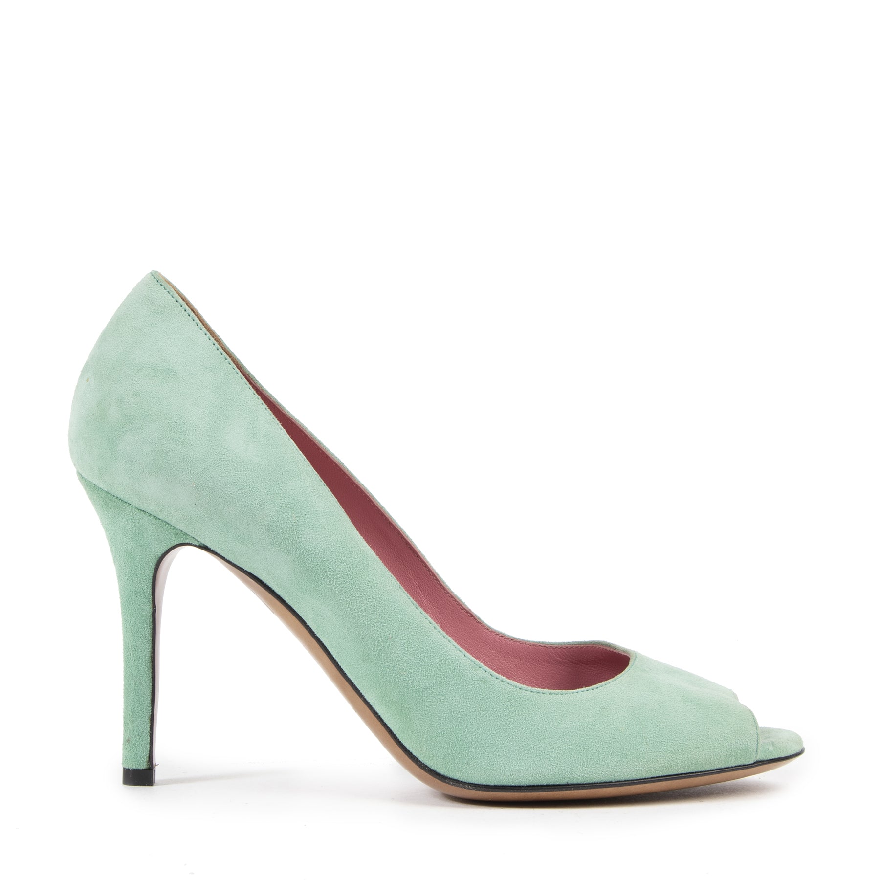 Authentieke Tweedehands Dolce & Gabbana Turquois Suede Peeptoe Pumps - Size 38 juiste prijs veilig online shoppen luxe merken webshop winkelen Antwerpen België mode fashion