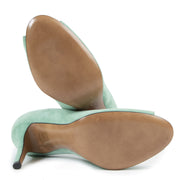 Authentic secondhand Dolce & Gabbana Turquois Suede Peeptoe Pumps - Size 38 designer shoes fashion luxury vintage webshop safe secure online shopping