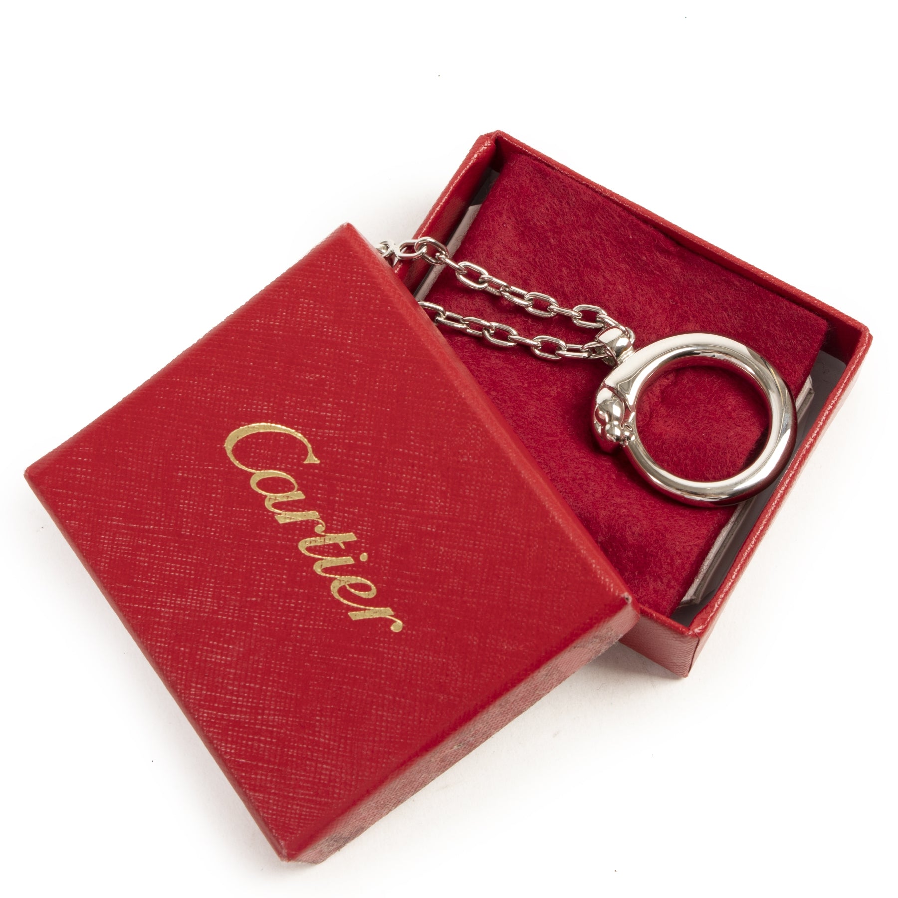 Cartier Silver Metal Jaguar Hoop Key Chain