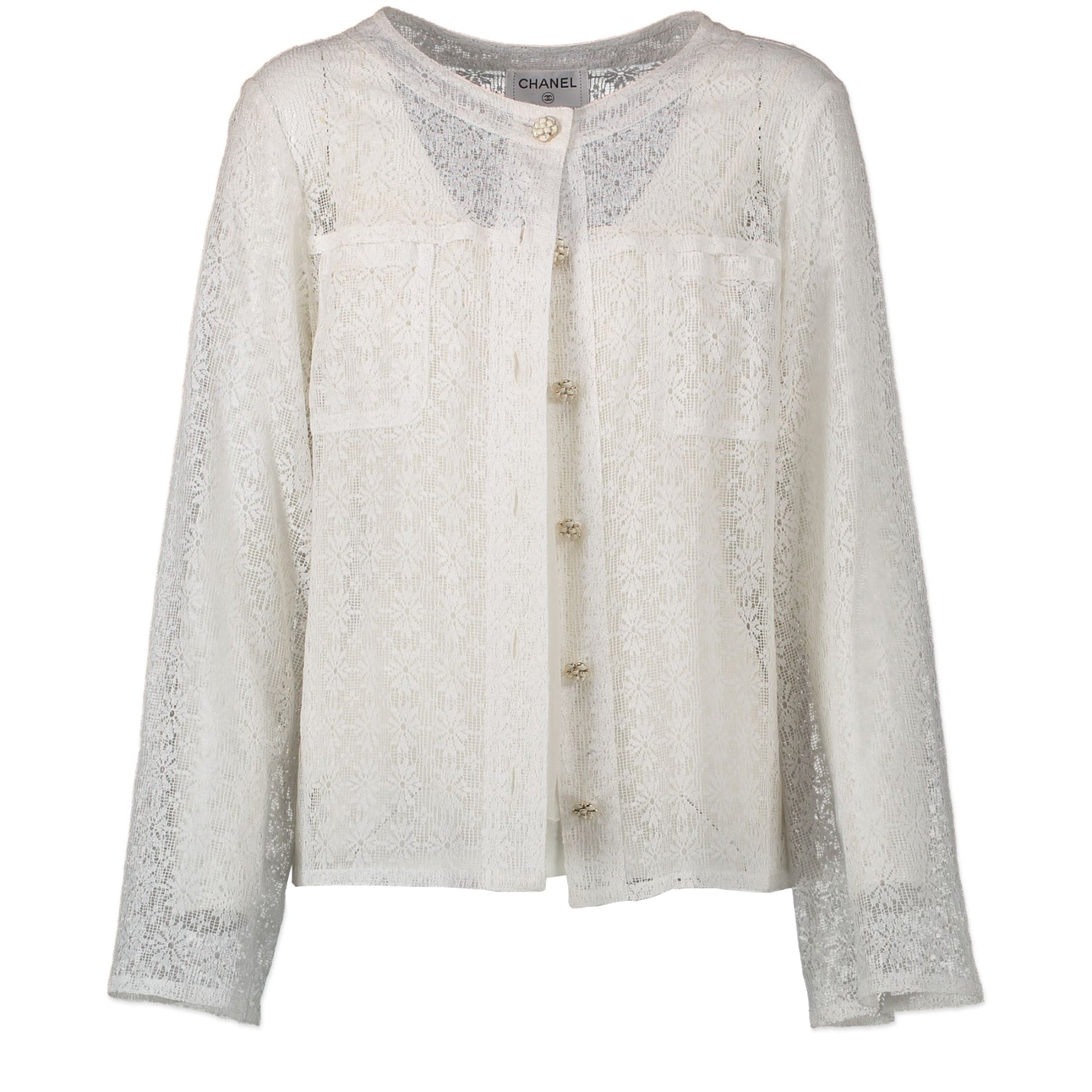 Chanel White Cotton Crochet Vest with Top for the best price at Labellov secondhand