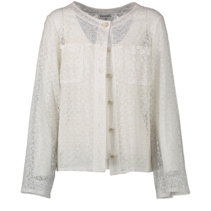 Chanel White Cotton Crochet Vest with Top for the best price at Labellov secondhand