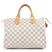 Authentieke Tweedehands Louis Vuitton Damier Azur Speedy 30 Bag juiste prijs veilig online shoppen luxe merken webshop winkelen Antwerpen België mode fashion