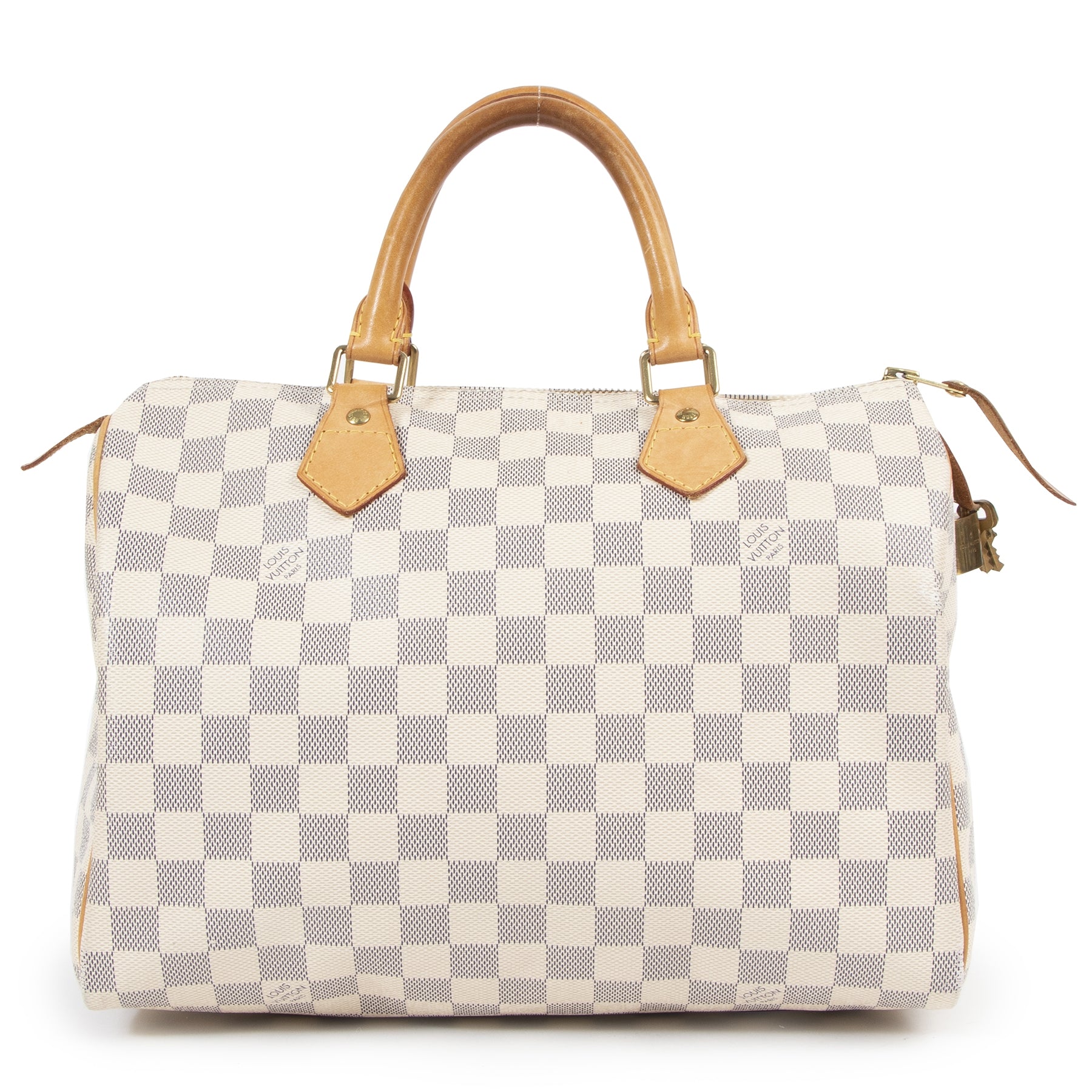 Authentieke Tweedehands Louis Vuitton Damier Azur Speedy 30 Bag juiste prijs veilig online shoppen luxe merken webshop winkelen Antwerpen België mode fashion