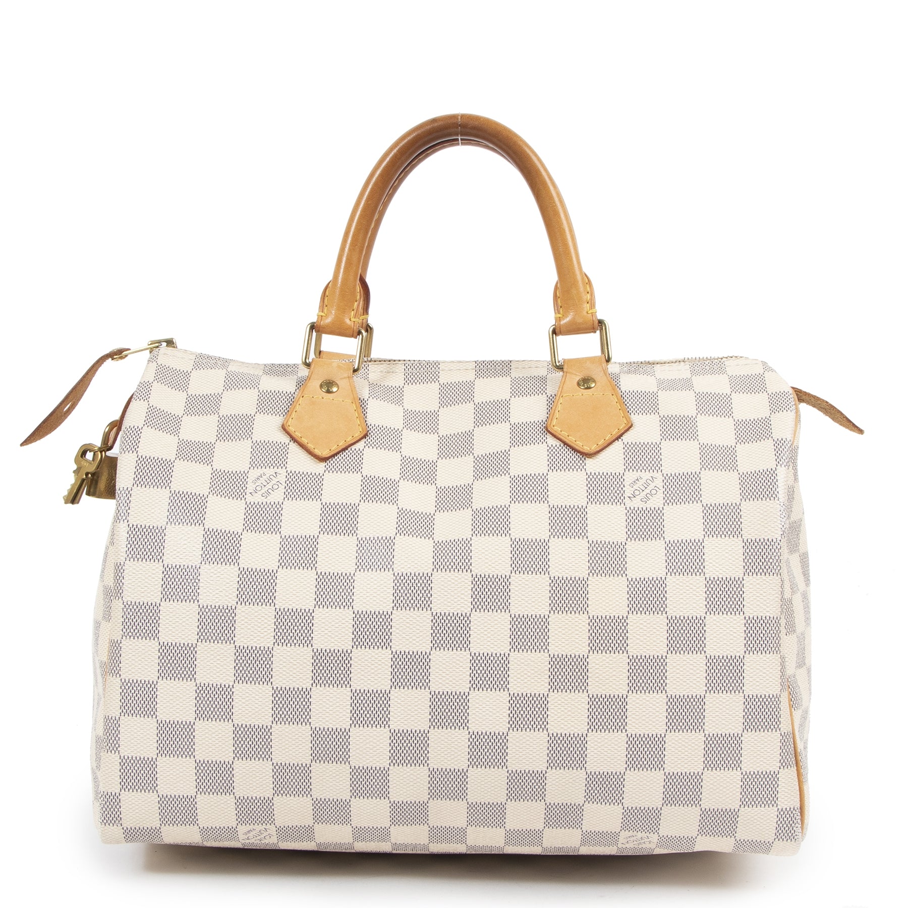 Authentieke Tweedehands Louis Vuitton Damier Azur Speedy 30 Bag juiste prijs veilig online shoppen luxe merken webshop winkelen Antwerpen België mode fashion
