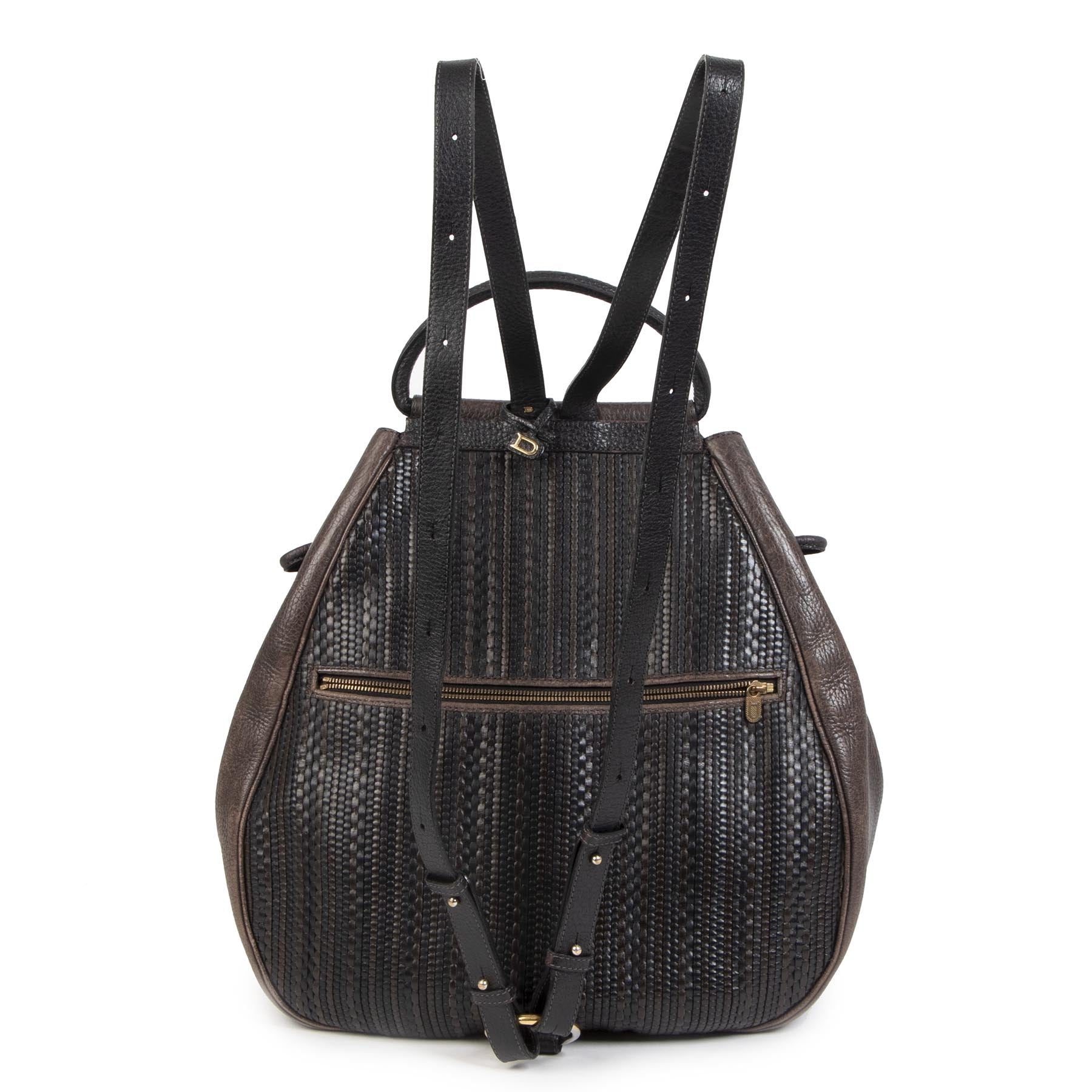 Authentieke tweedehands vintage Delvaux Toile De Cuir Cerceau Backpack koop online webshop LabelLOV