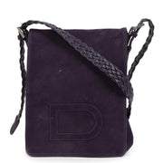 Authentieke tweedehands vintage Delvaux Purple Nubuck Crossbody Bag koop online webshop LabelLOV