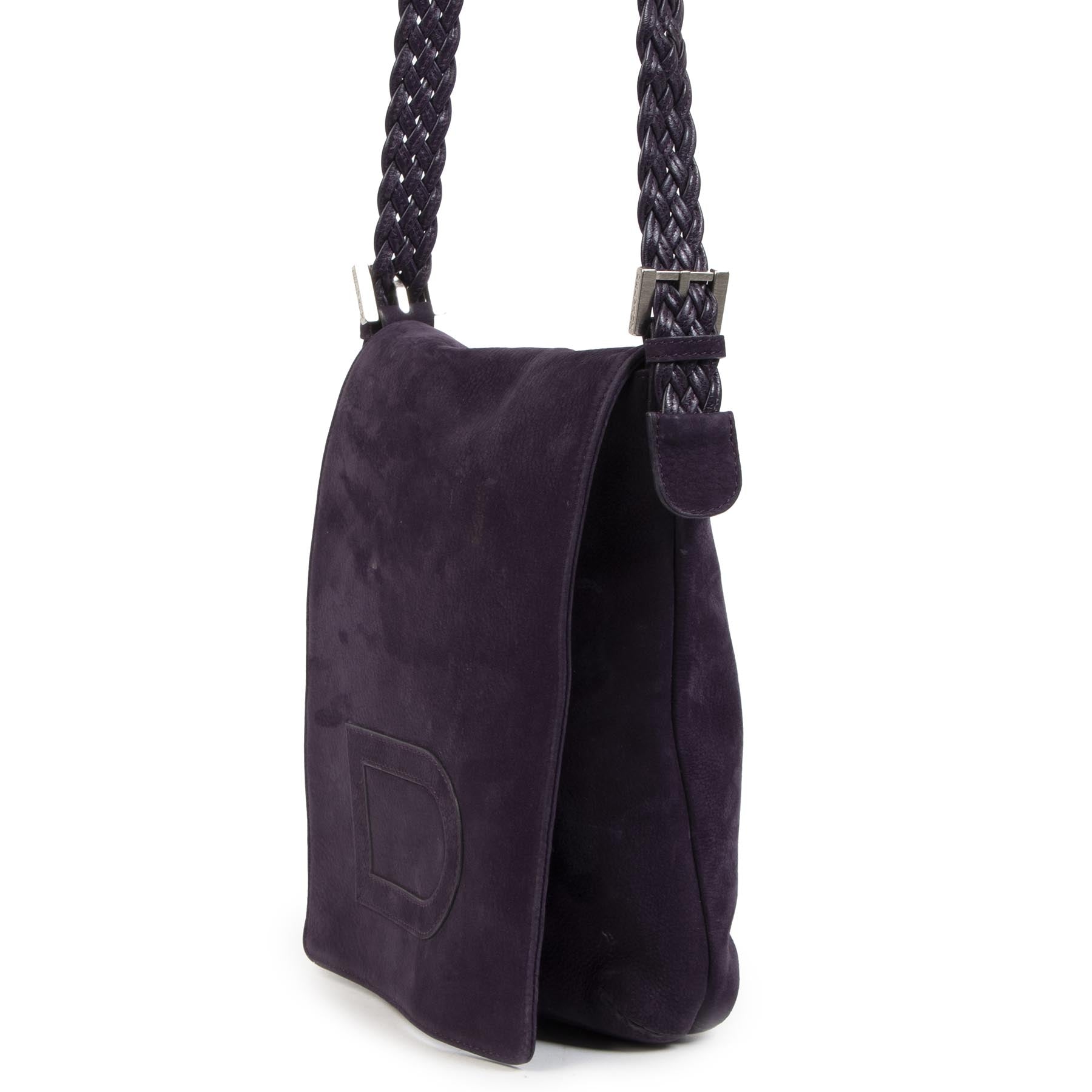 Authentique seconde-main vintage Delvaux Purple Nubuck Crossbody Bag achète en ligne webshop LabelLOV