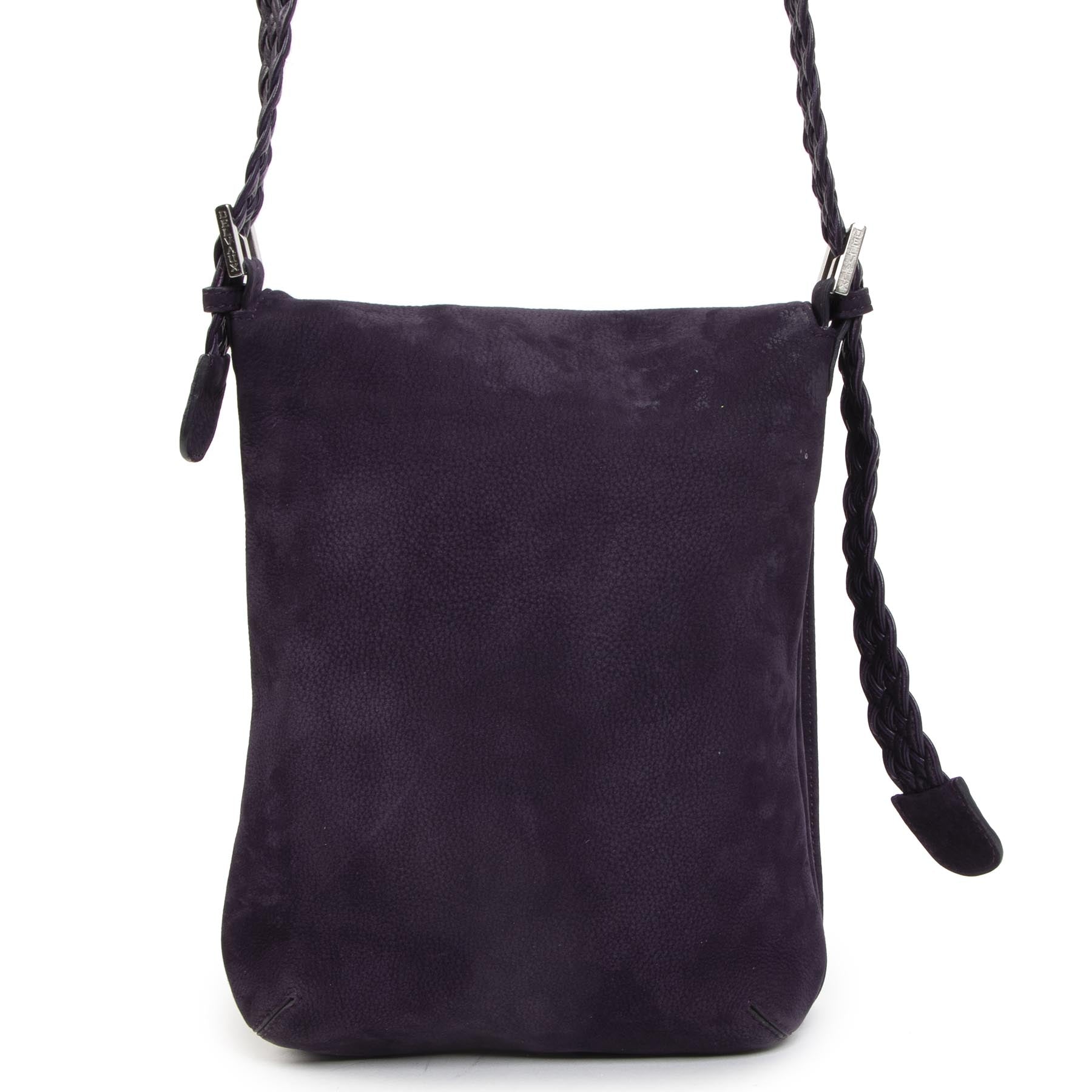 Authentic second-hand vintage Delvaux Purple Nubuck Crossbody Bag buy online webshop LabelLOV