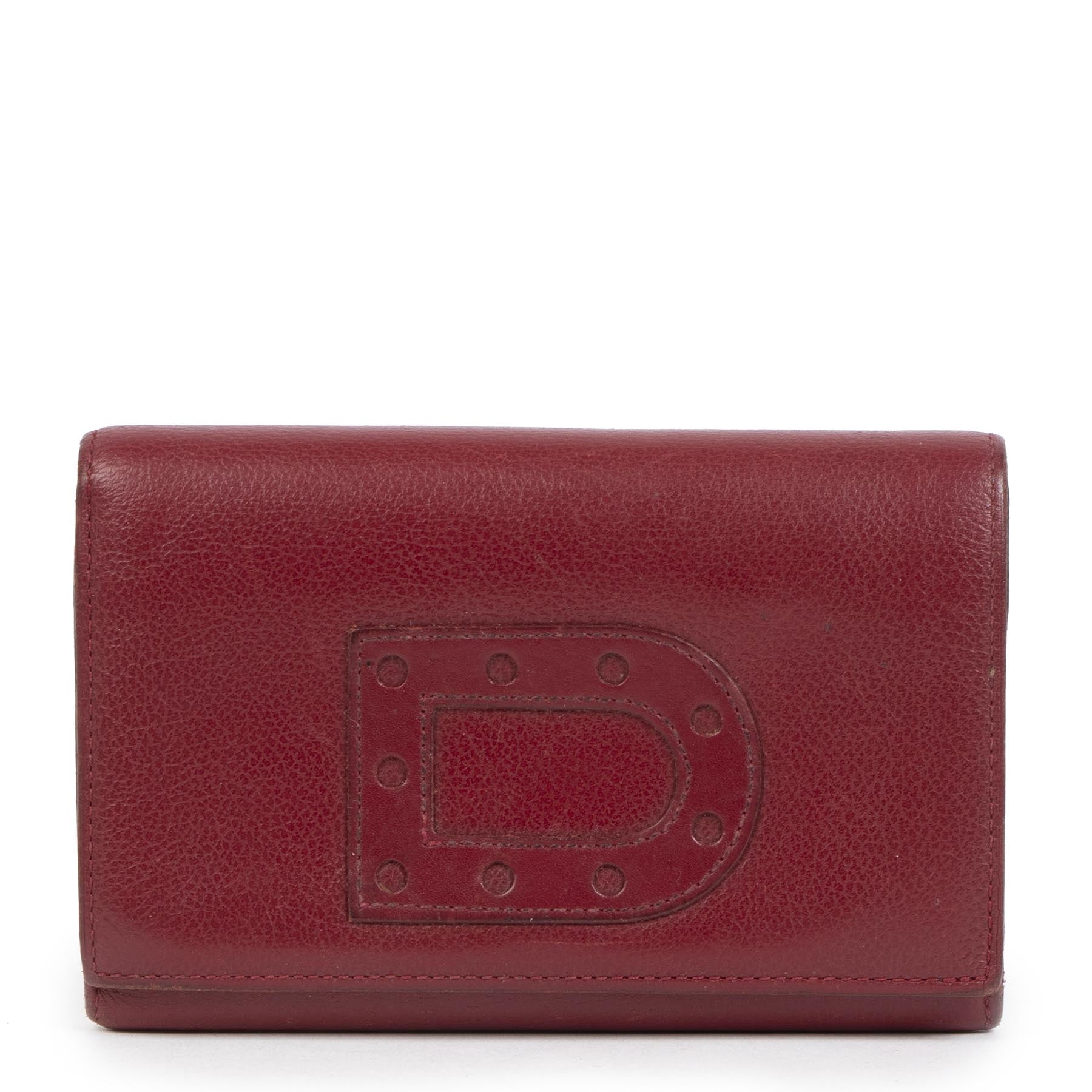 Authentieke tweedehands vintage Delvaux Burgundy Wallet koop online webshop LabelLOV