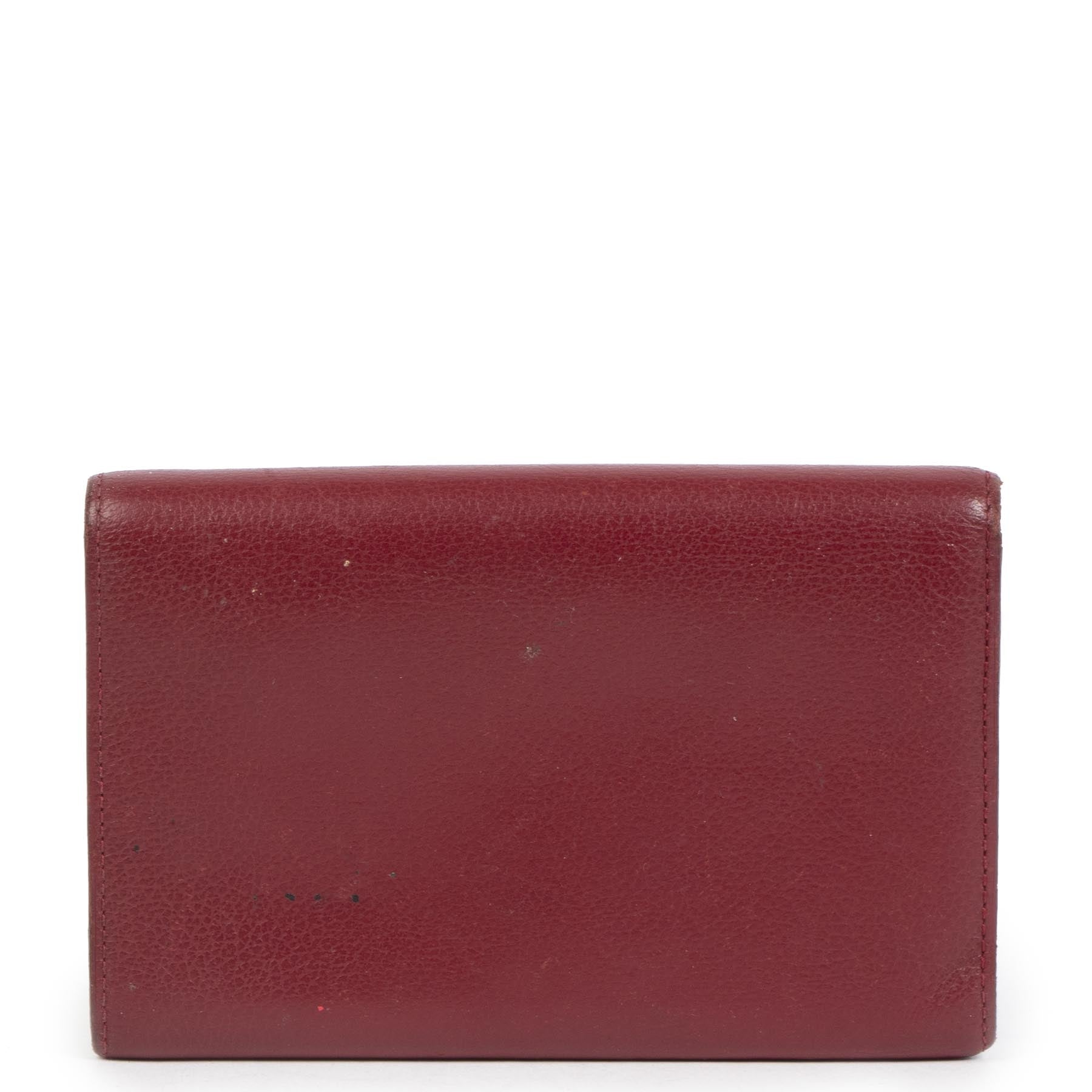 Authentic second-hand vintage Delvaux Burgundy Wallet buy online webshop LabelLOV