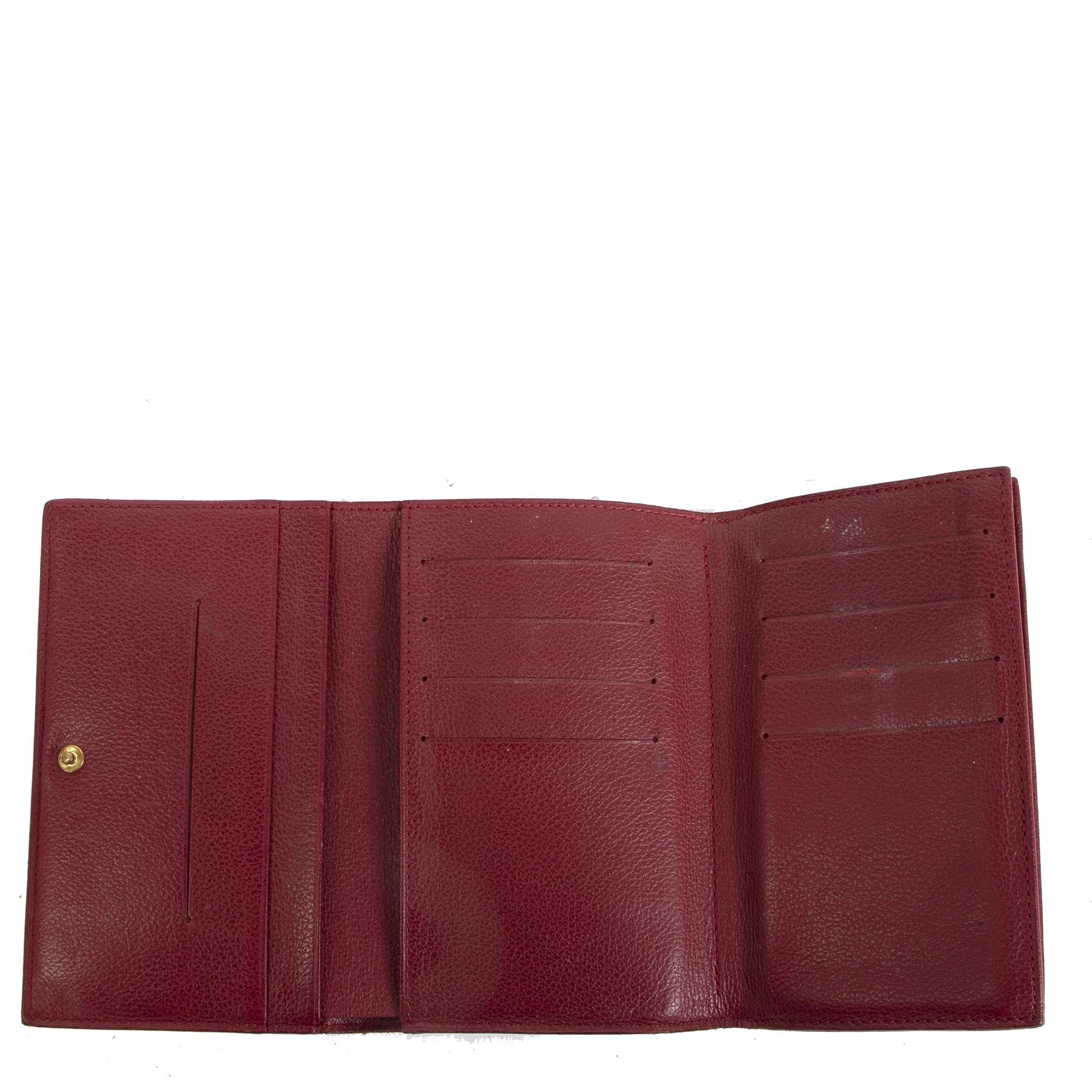 Authentique seconde-main vintage Delvaux Burgundy Wallet achète en ligne webshop LabelLOV