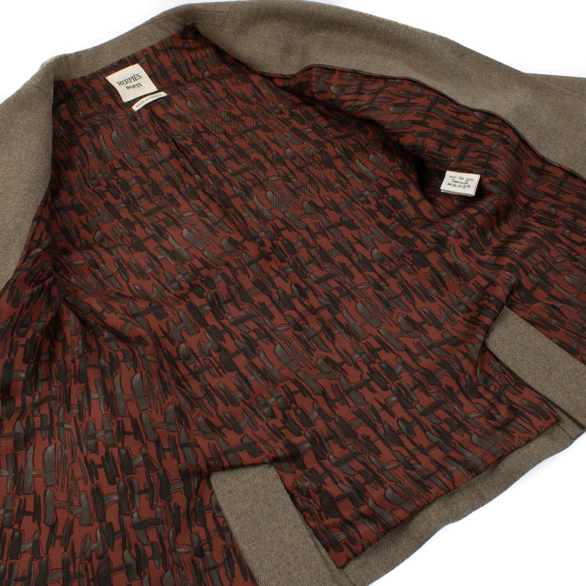 Hermès Taupe Wool Blazer Jacket - Size FR38