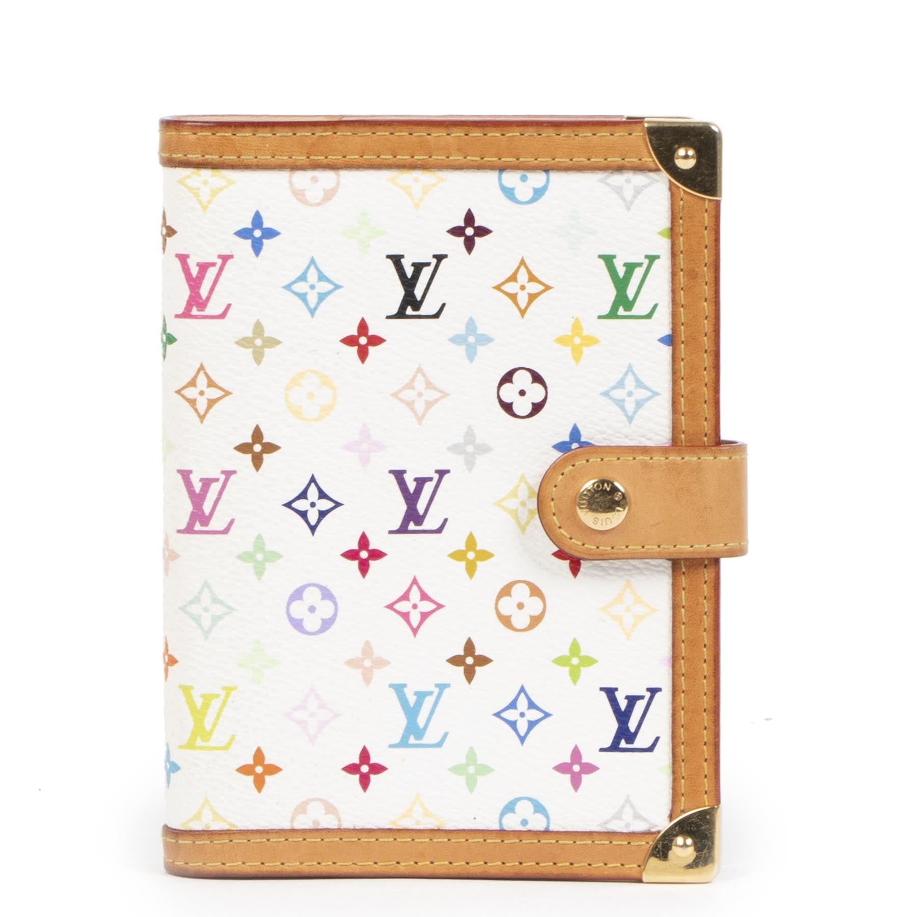 Authentic second-hand vintage Louis Vuitton White Multicolor Monogram Agenda PM buy online webshop LabelLOV