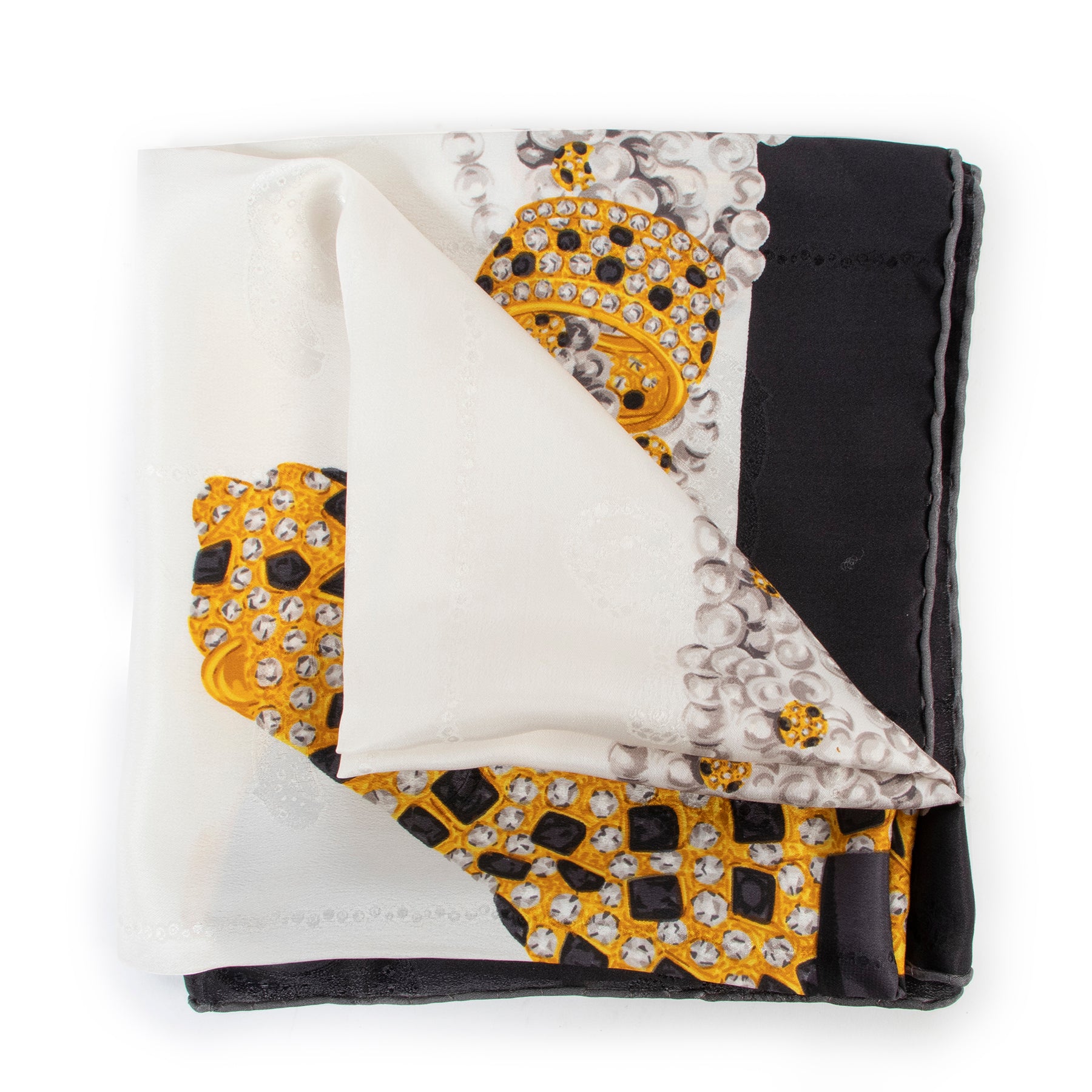 Original 2nd hand Cartier White Silk Scarf for sale on Labellov luxury vintage for designer goods