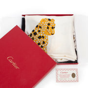 Original 2nd hand Cartier White Silk Scarf for sale on Labellov luxury vintage for designer goods
