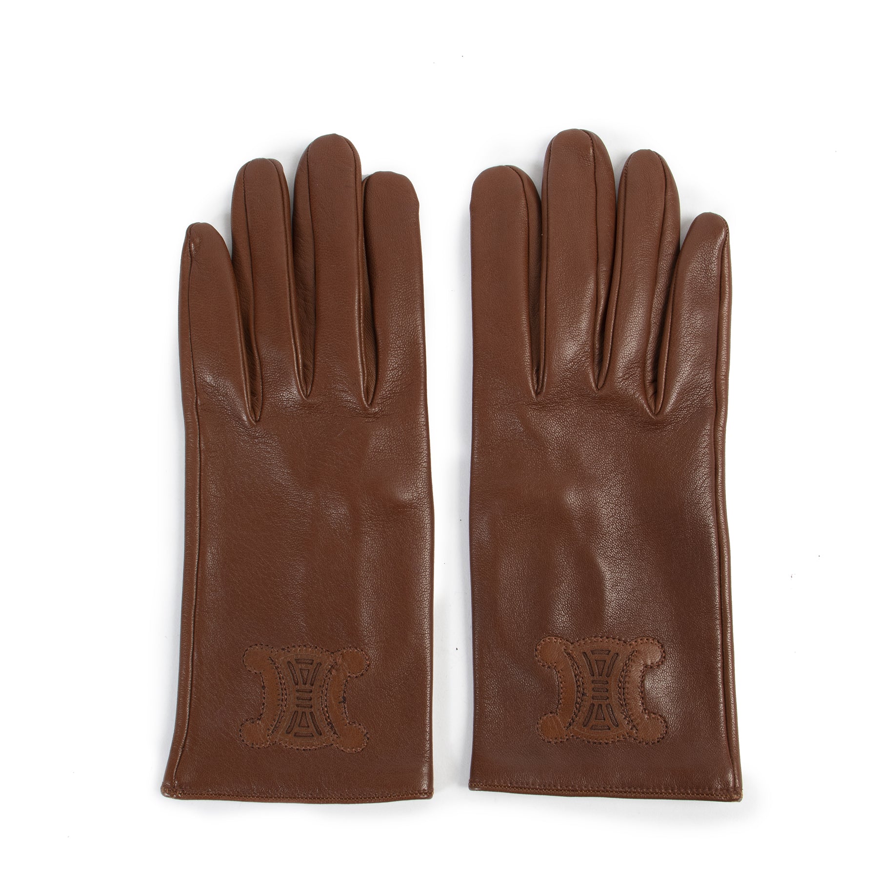 Celine Vintage Brown Leather Gloves aan de beste prijs Labellov tweedehands luxe