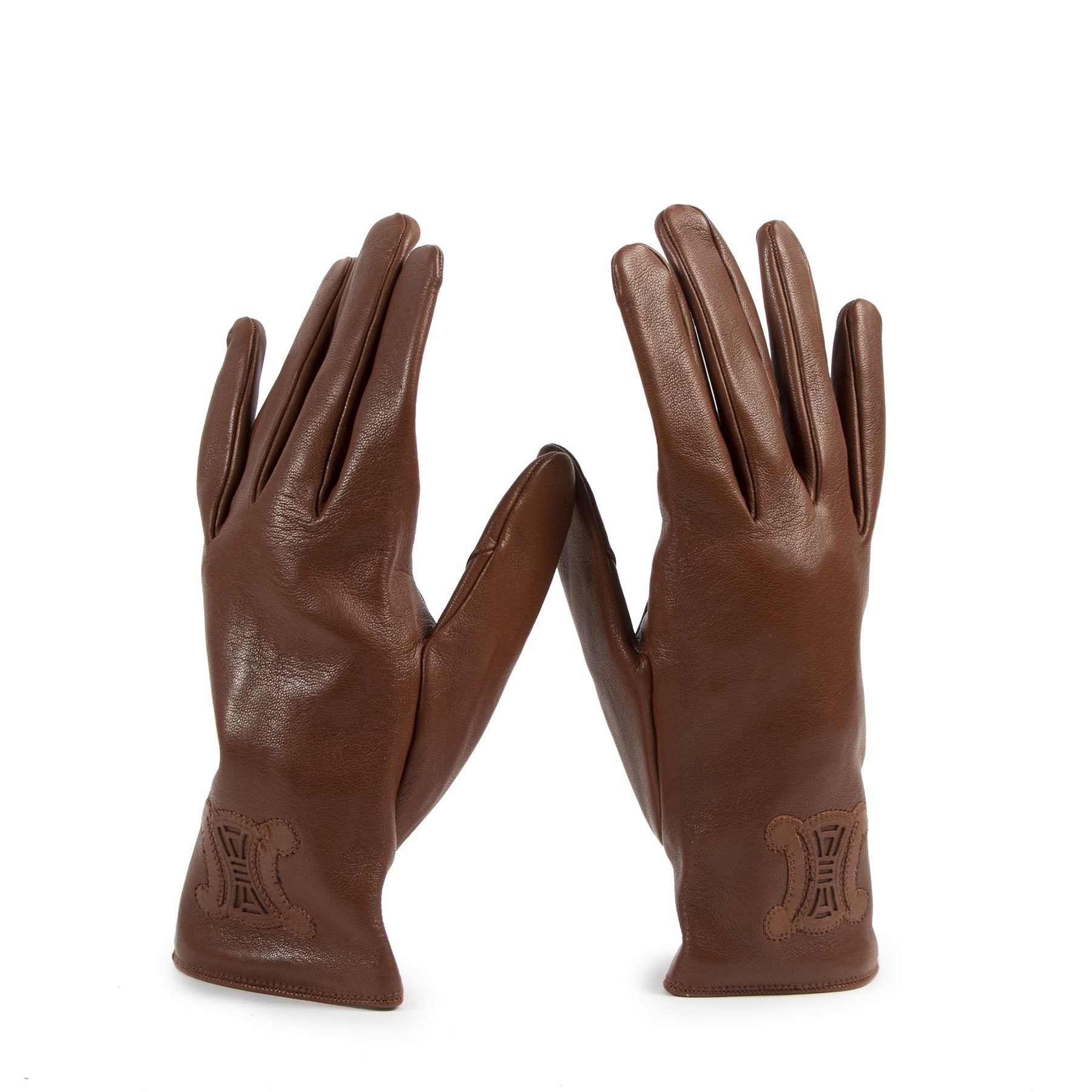 Bent u op zoek naar een authentic deisgner Celine Vintage Brown Leather Gloves