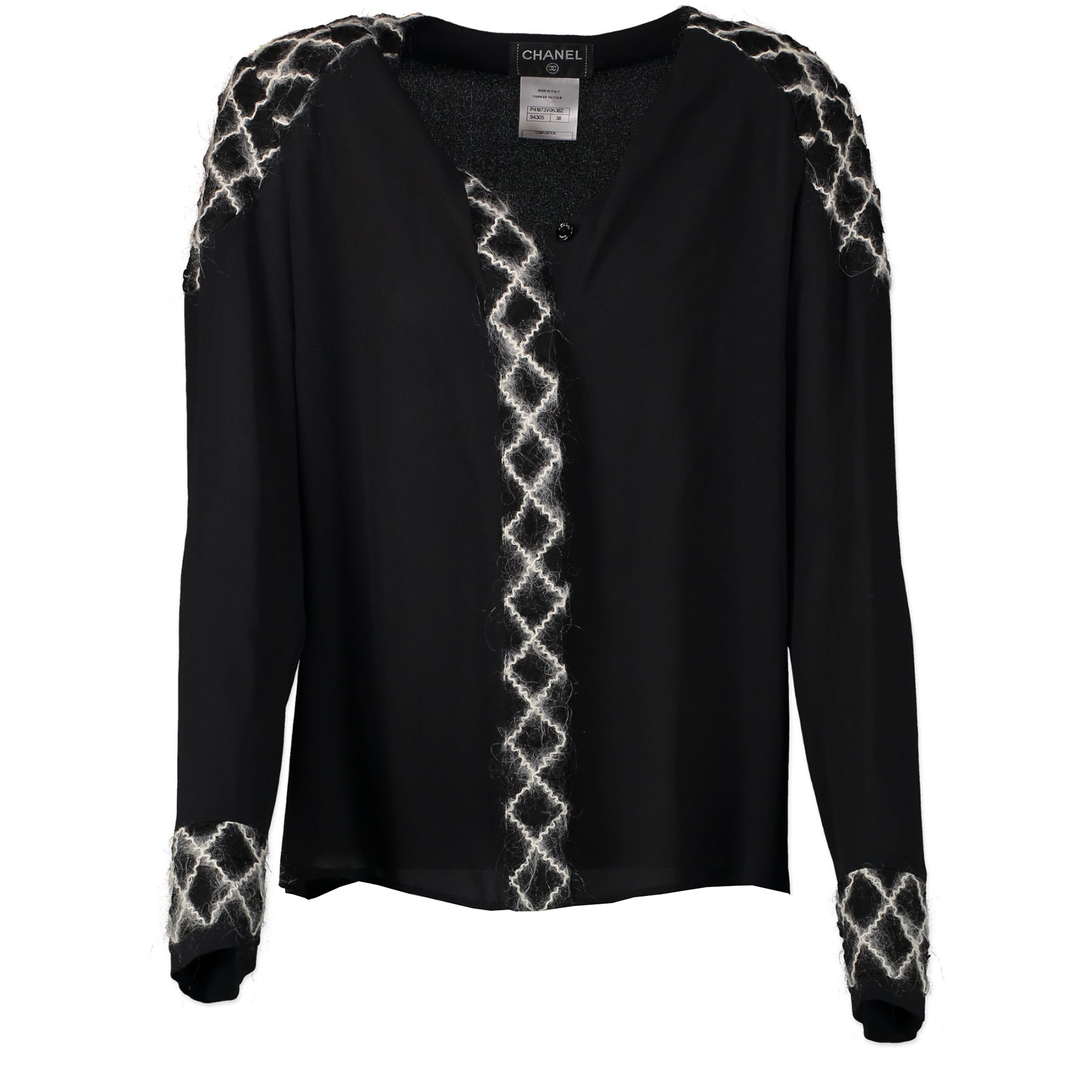 Authentieke Tweedehands Chanel Black Silk Blouse - Size FR38 juiste prijs veilig online shoppen luxe merken webshop winkelen Antwerpen België mode fashion