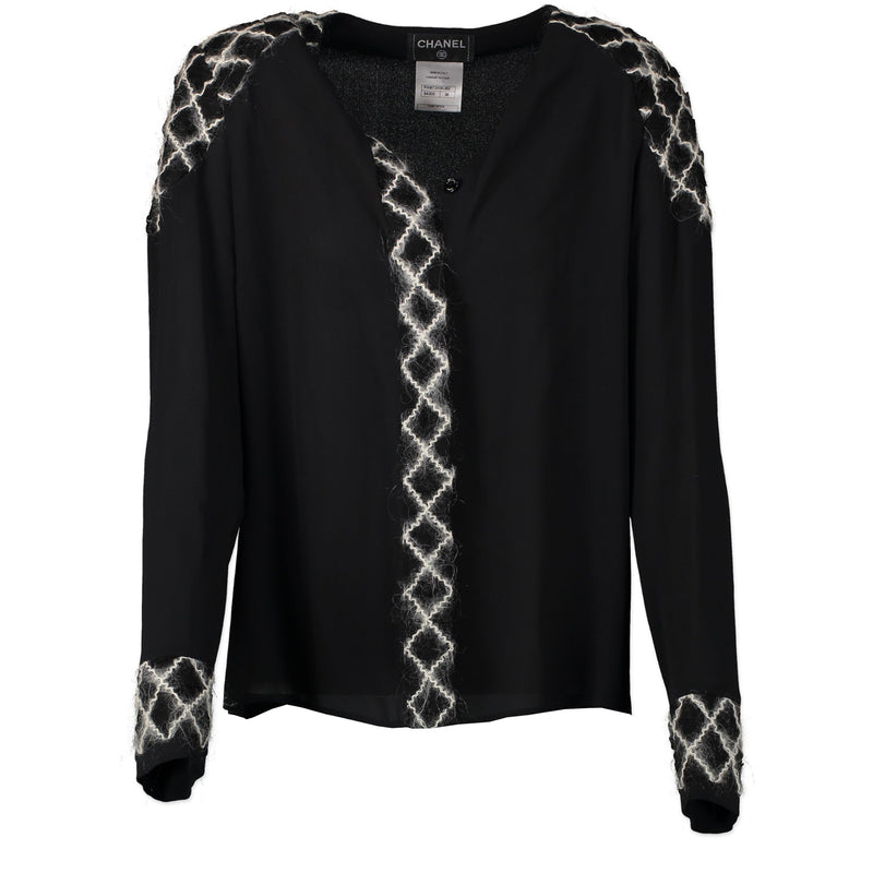 Authentieke Tweedehands Chanel Black Silk Blouse - Size FR38 juiste prijs veilig online shoppen luxe merken webshop winkelen Antwerpen België mode fashion