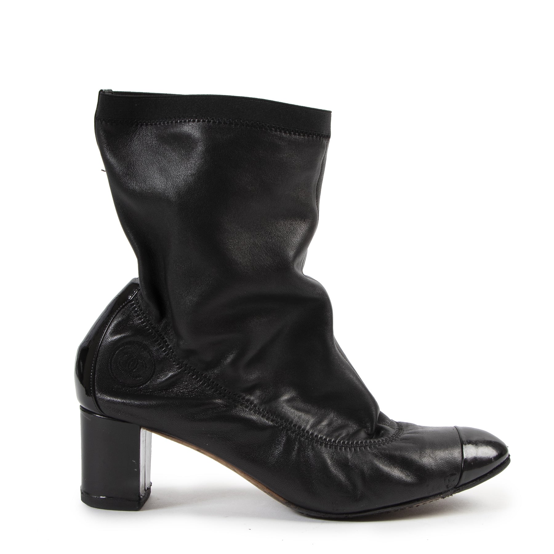 Chanel Black Leather Cap Boots - Size 39