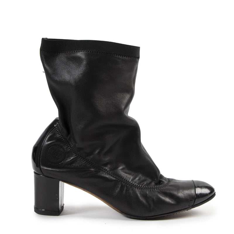 Chanel Black Leather Cap Boots - Size 39