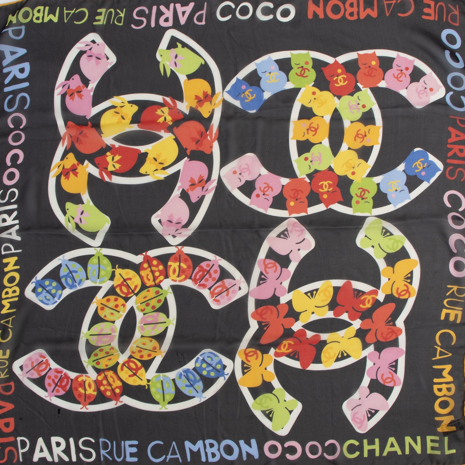 Authentic secondhand Chanel Multicolor Silk Chiffon Scarf designer accessories fashion luxury vintage webshop safe secure online shopping