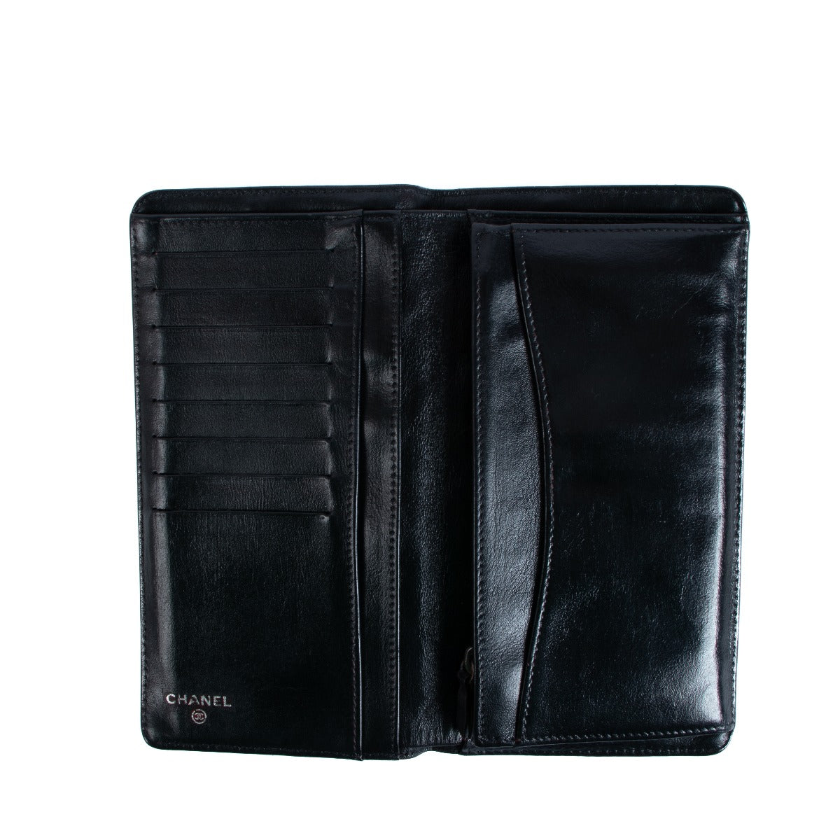 Chanel Black Caviar Classic Long Flap Wallet