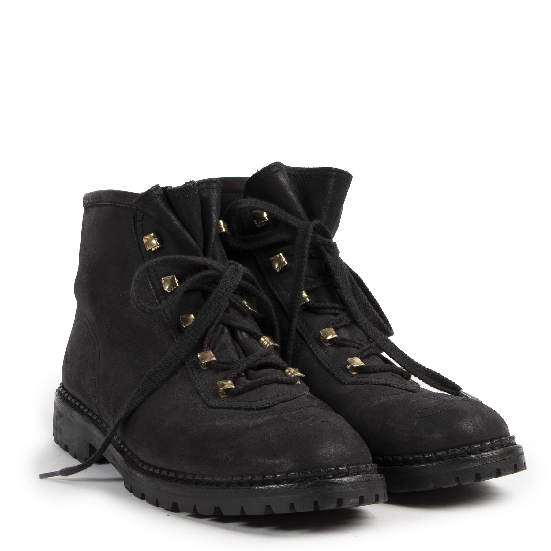 Authentic secondhand Chanel Black Nubuck Leather Lace-Up Ankle Boots - Size 39 designer shoes fashion luxury vintage webshop safe secure online shopping