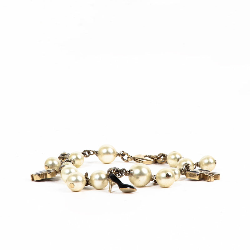 Chanel Spring 2007 Gold CC Pearl Charm Bracelet