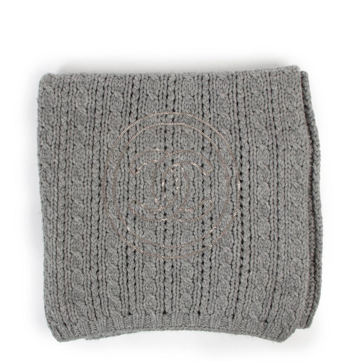 Chanel CC Chain Grey Cashmere Scarf