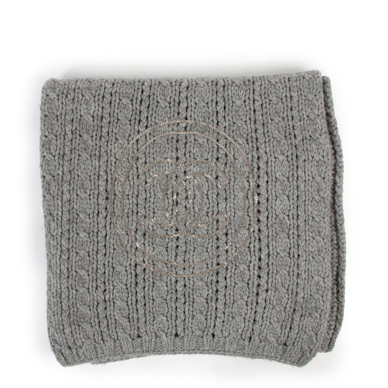 Chanel CC Chain Grey Cashmere Scarf