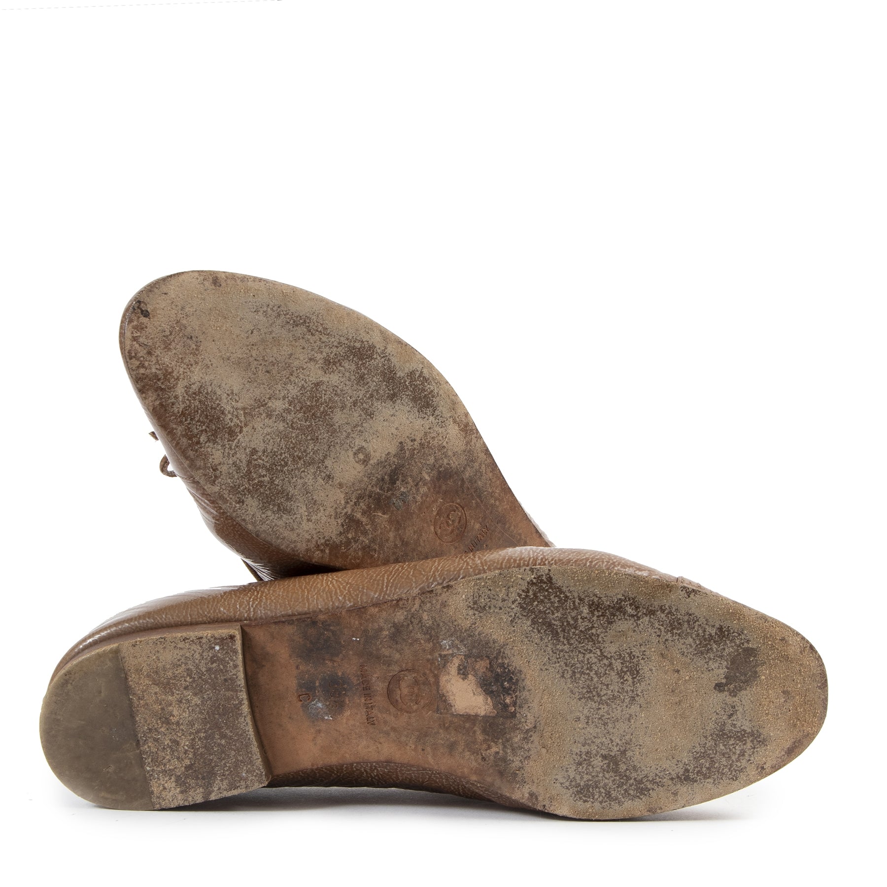 Authentic secondhand Chanel Brown Patent Leather Ballerina Flats - Size 38,5 designer shoes fashion luxury vintage webshop safe secure online shopping