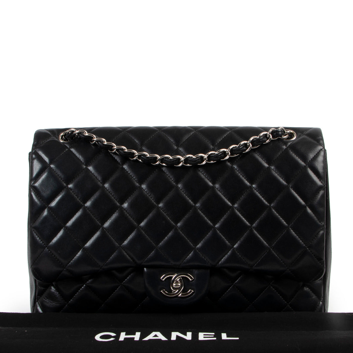 shop safe online Chanel Black Quilted Lambskin Classic Maxi Single Flap BagChanel Black Quilted Lambskin Classic Maxi Single Flap Bag