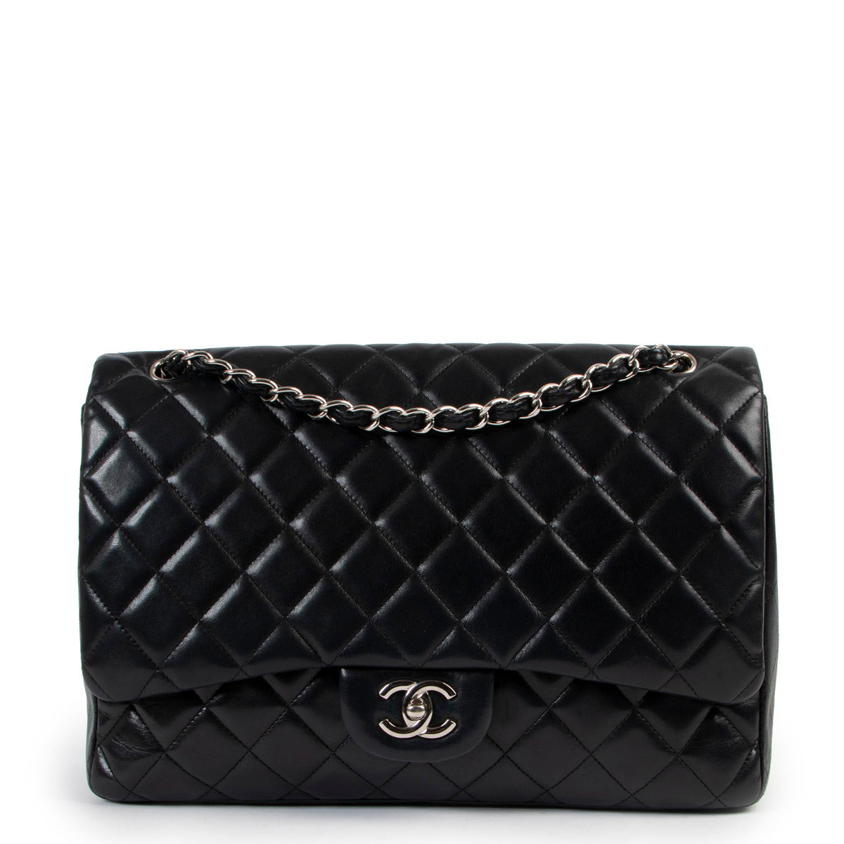Chanel Black Quilted Lambskin Classic Maxi Single Flap Bag