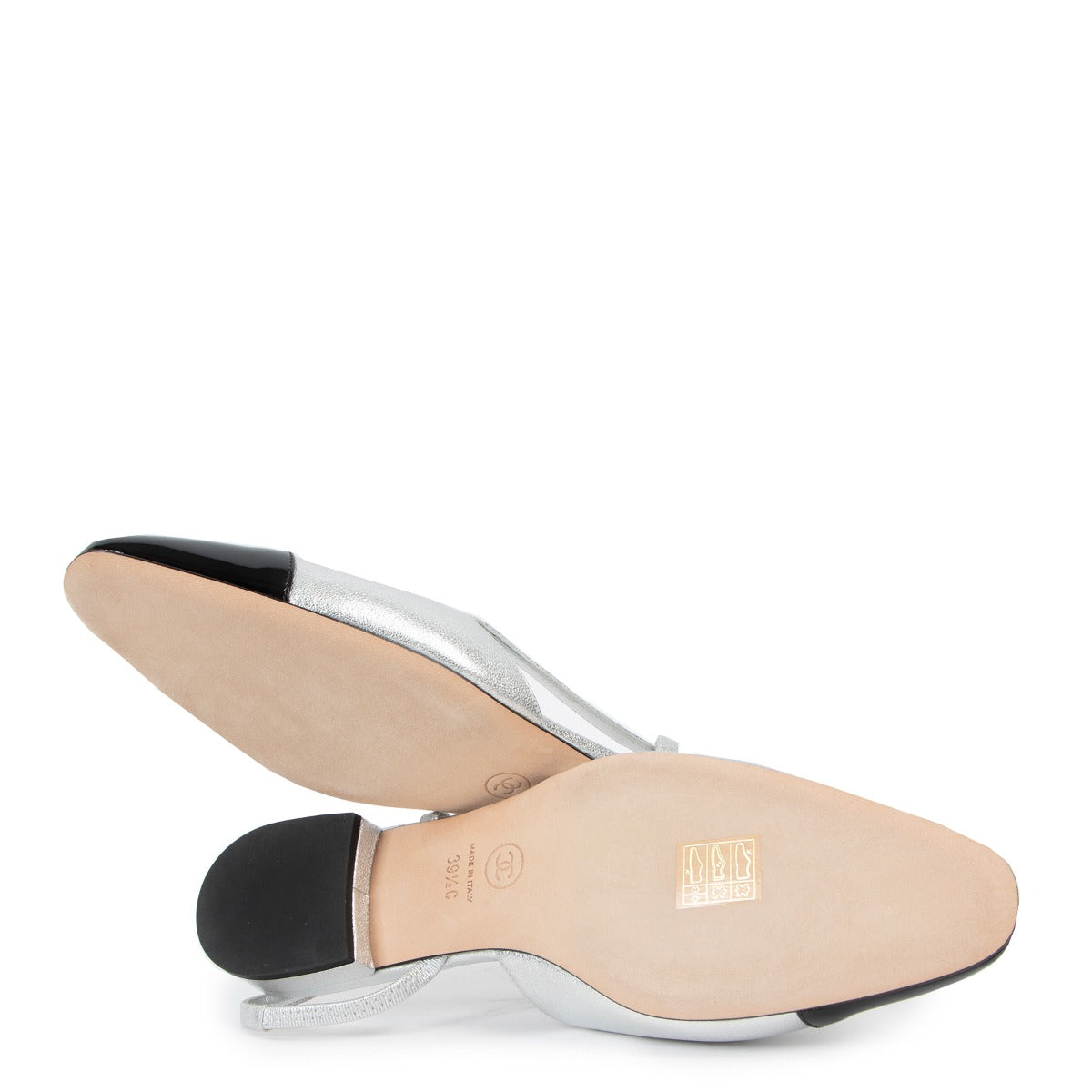 second hand Chanel Silver Leather Slingback