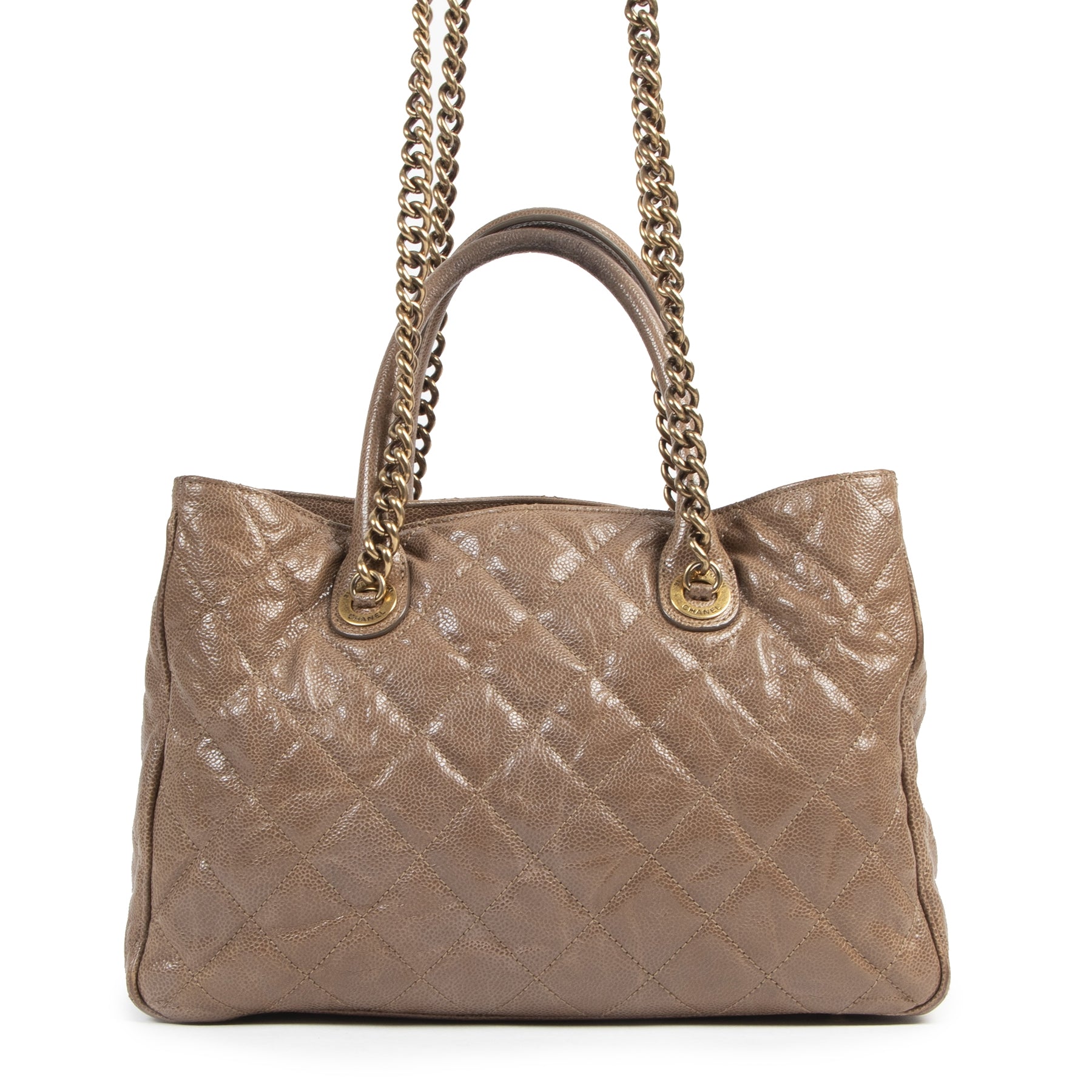 Authentic secondhand Chanel Taupe Top Handle Bag designer bags fashion luxury vintage webshop safe secure online shopping