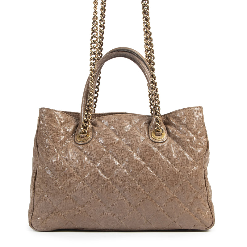 Authentic secondhand Chanel Taupe Top Handle Bag designer bags fashion luxury vintage webshop safe secure online shopping