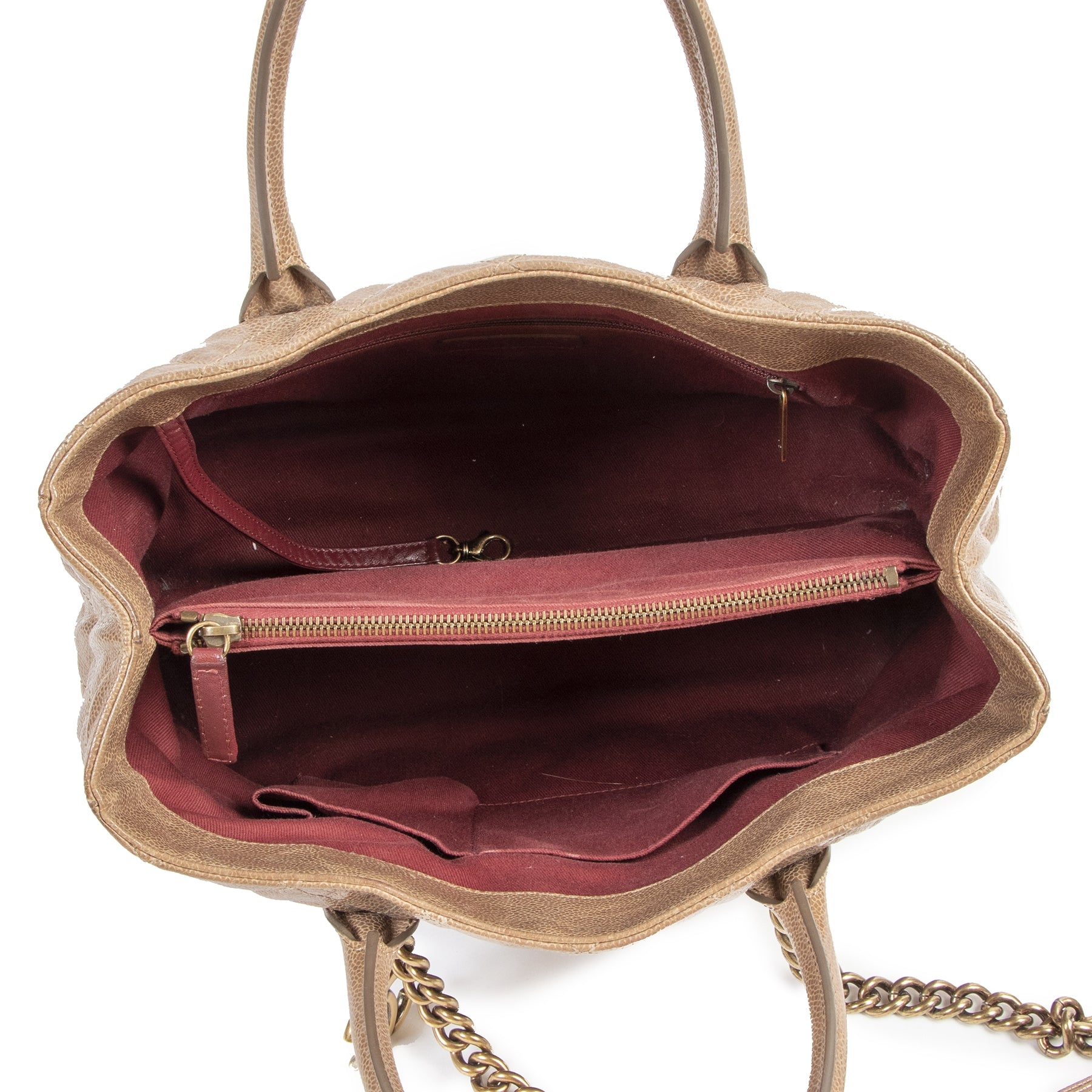 Authentic secondhand Chanel Taupe Top Handle Bag designer bags fashion luxury vintage webshop safe secure online shopping