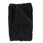 Delvaux Black Cable Knit Wool & Cashmere Scarf