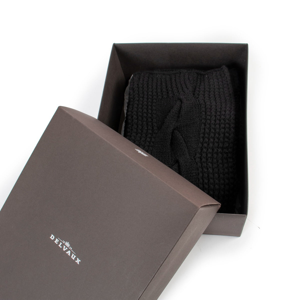Delvaux Black Cable Knit Wool & Cashmere Scarf