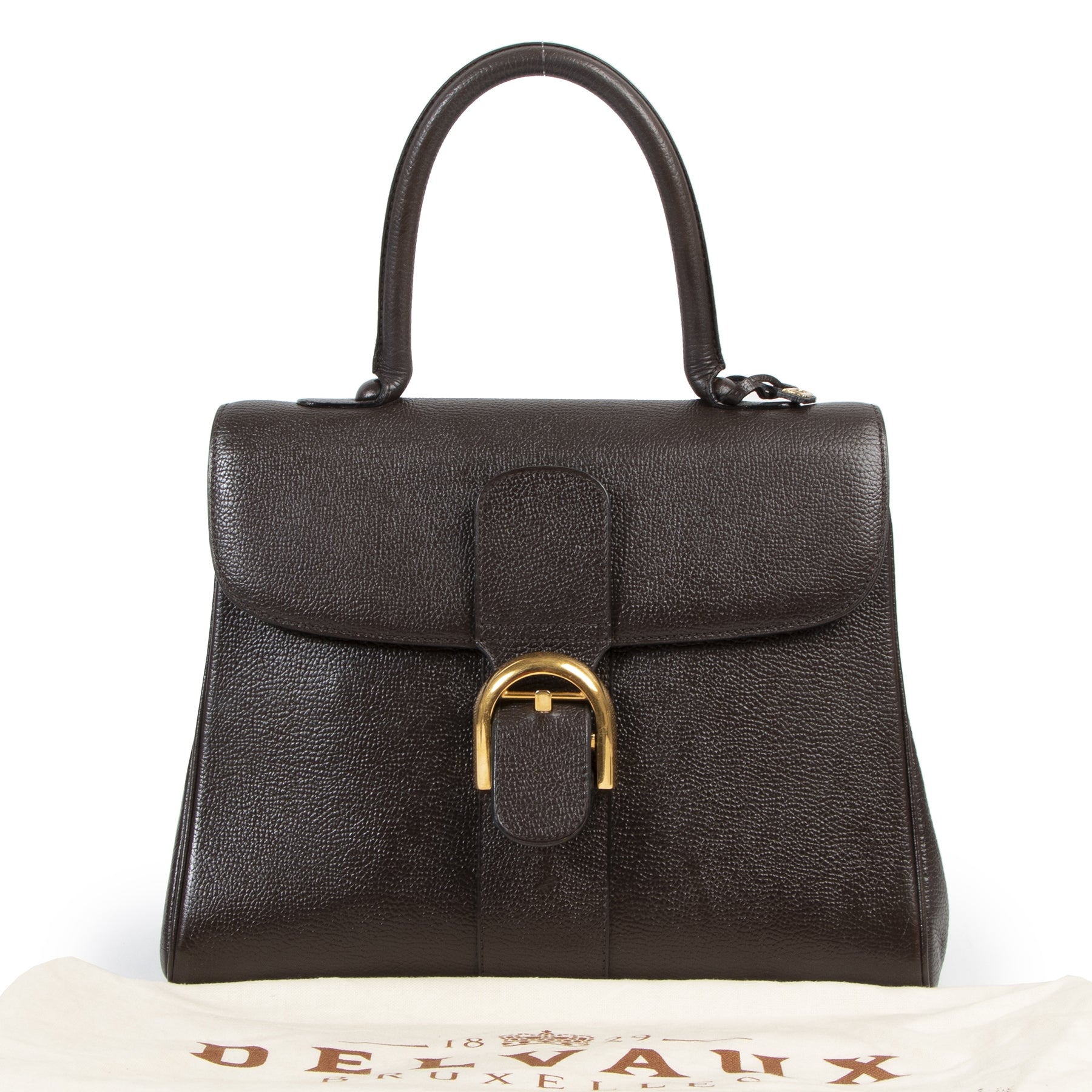 Authentic secondhand Delvaux Dark Brown Brillant MM Bag designer bags fashion luxury vintage webshop safe secure online shopping
