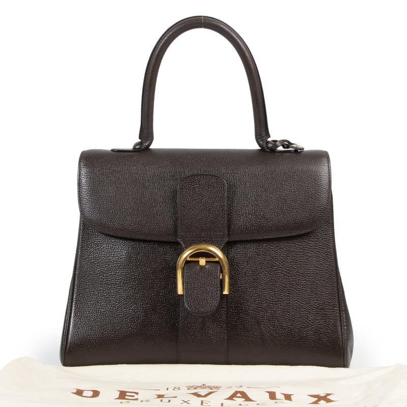 Authentic secondhand Delvaux Dark Brown Brillant MM Bag designer bags fashion luxury vintage webshop safe secure online shopping