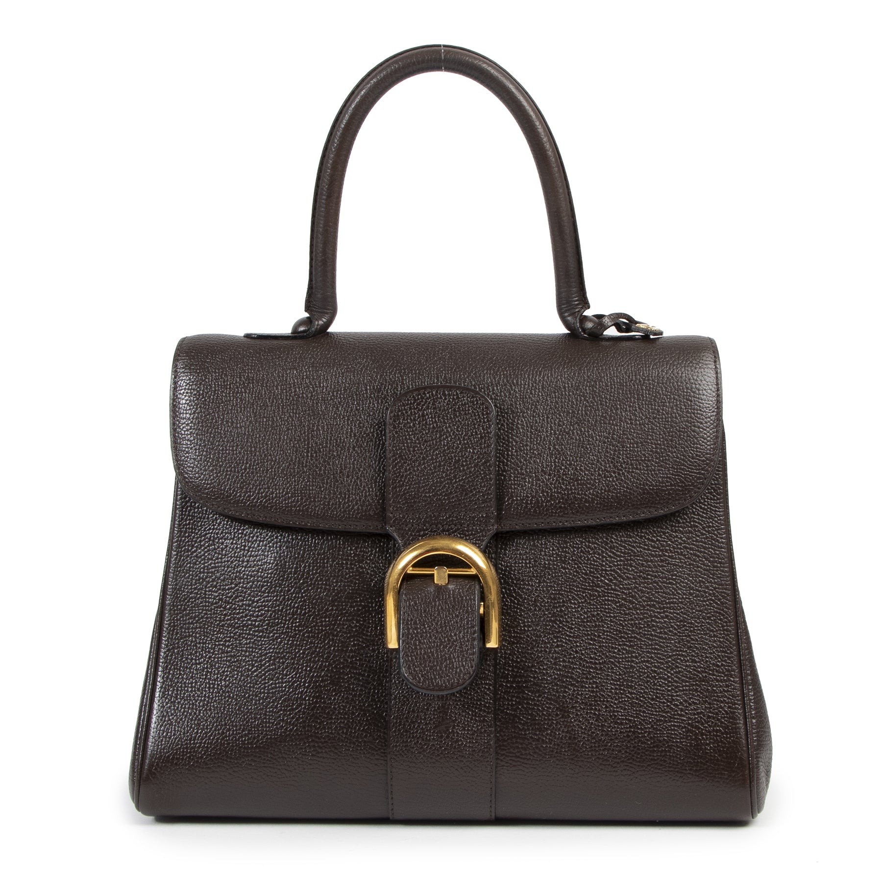 Authentieke Tweedehands Delvaux Dark Brown Brillant MM Bag juiste prijs veilig online shoppen luxe merken webshop winkelen Antwerpen België mode fashion