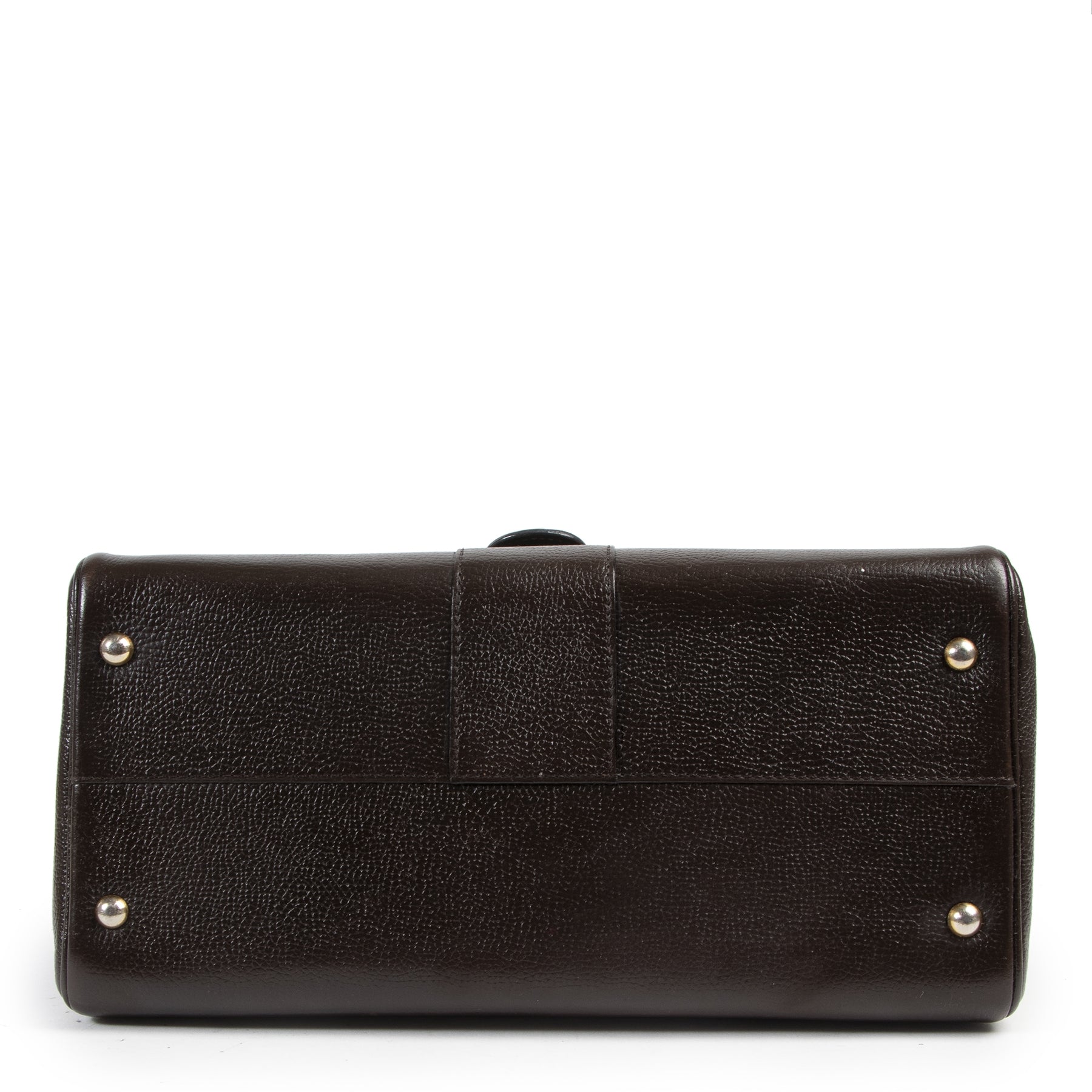 Authentic secondhand Delvaux Dark Brown Brillant MM Bag designer bags fashion luxury vintage webshop safe secure online shopping