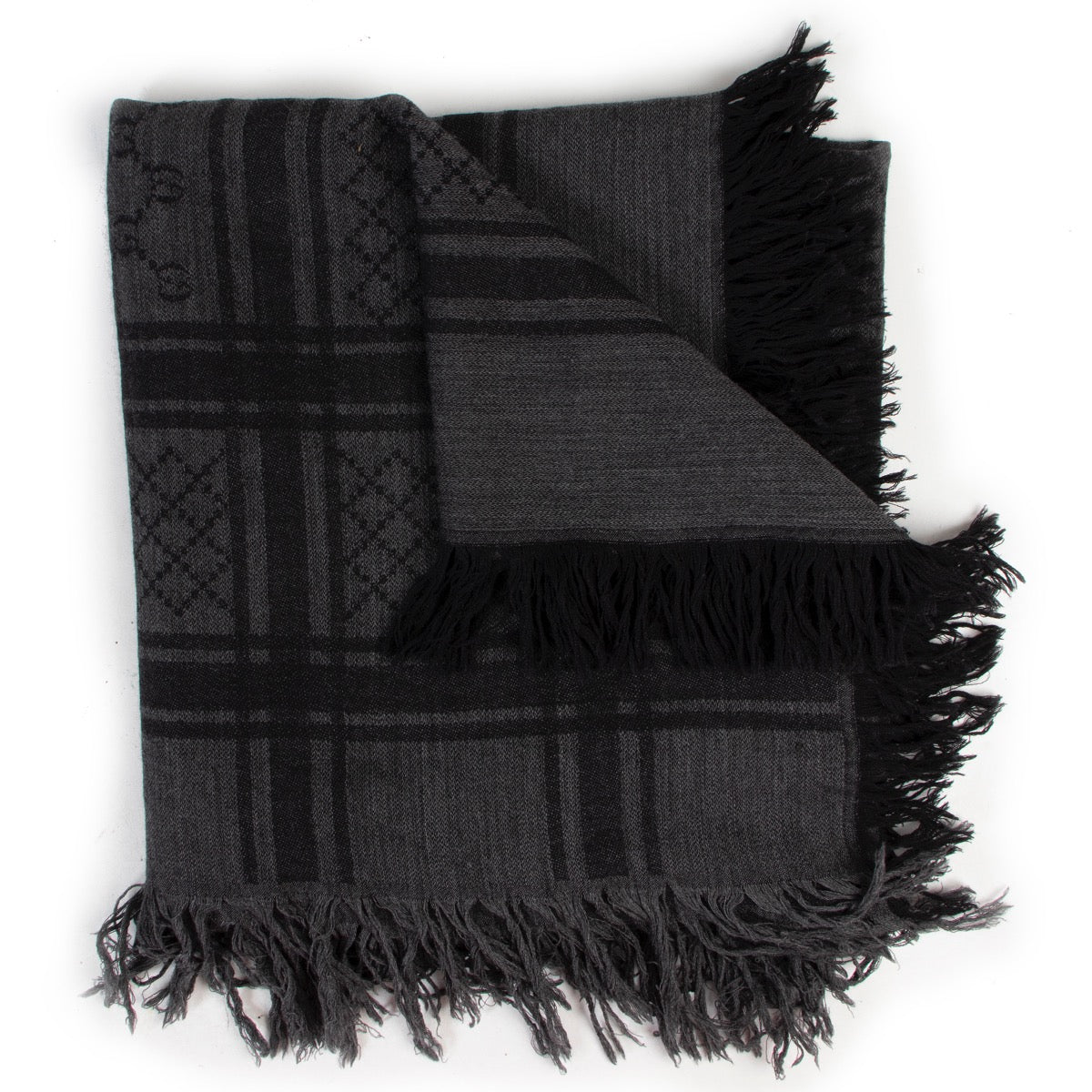 Buy and sell your designer items at Labellov such as this Gucci Black GG Jacquard Pattern Knitted Scarf online or in store.